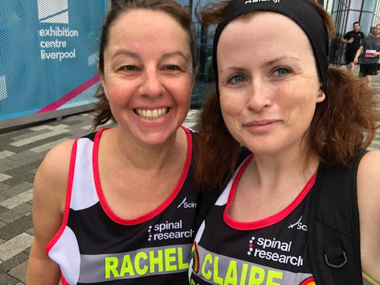 Rachel and I at the start with our Spinal Research vests.