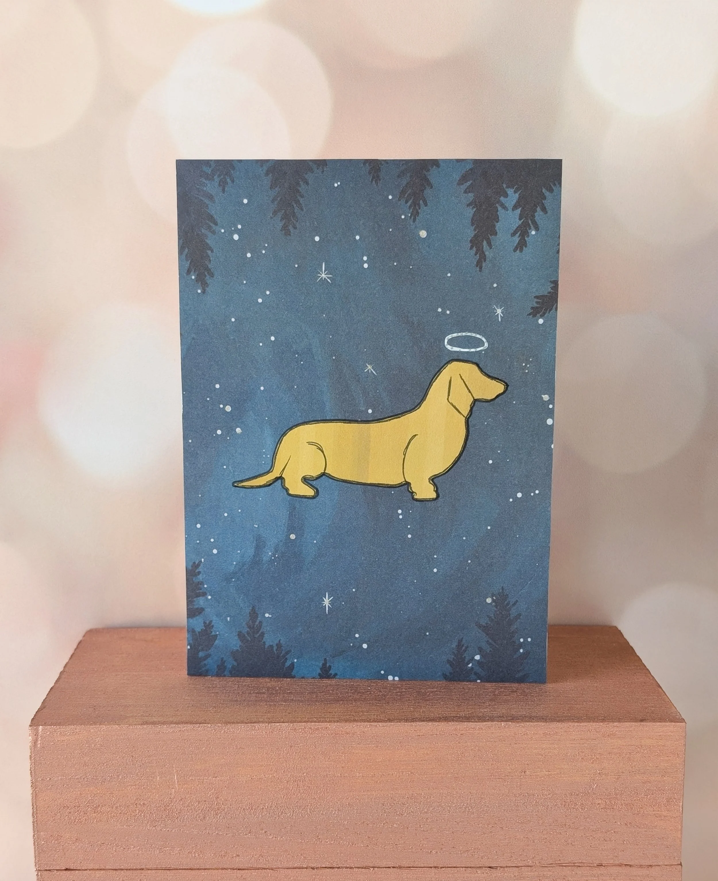 Rainbow Bridge Doxie Sympathy Card