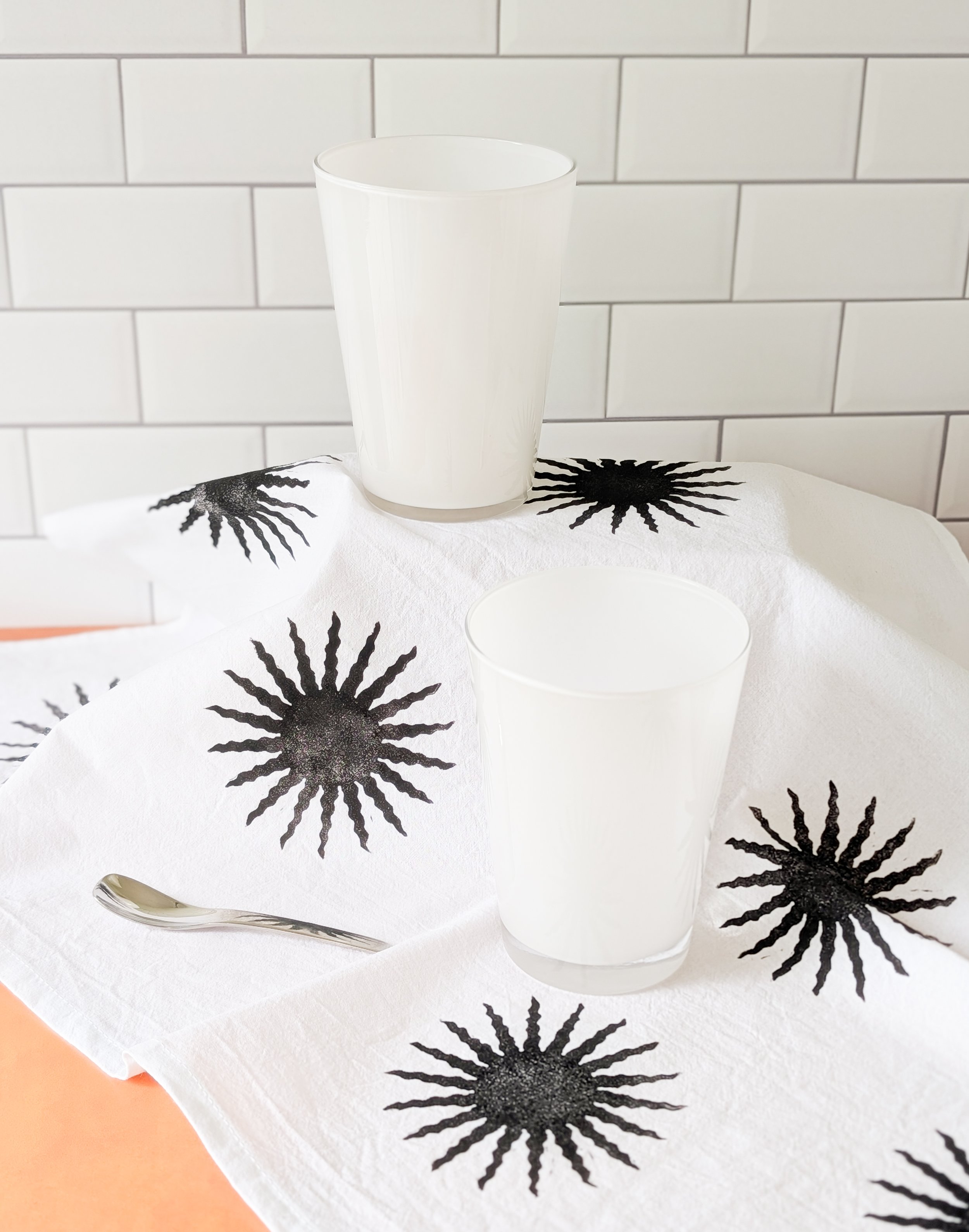 Black Hole Sun Hand Printed Tea Towel