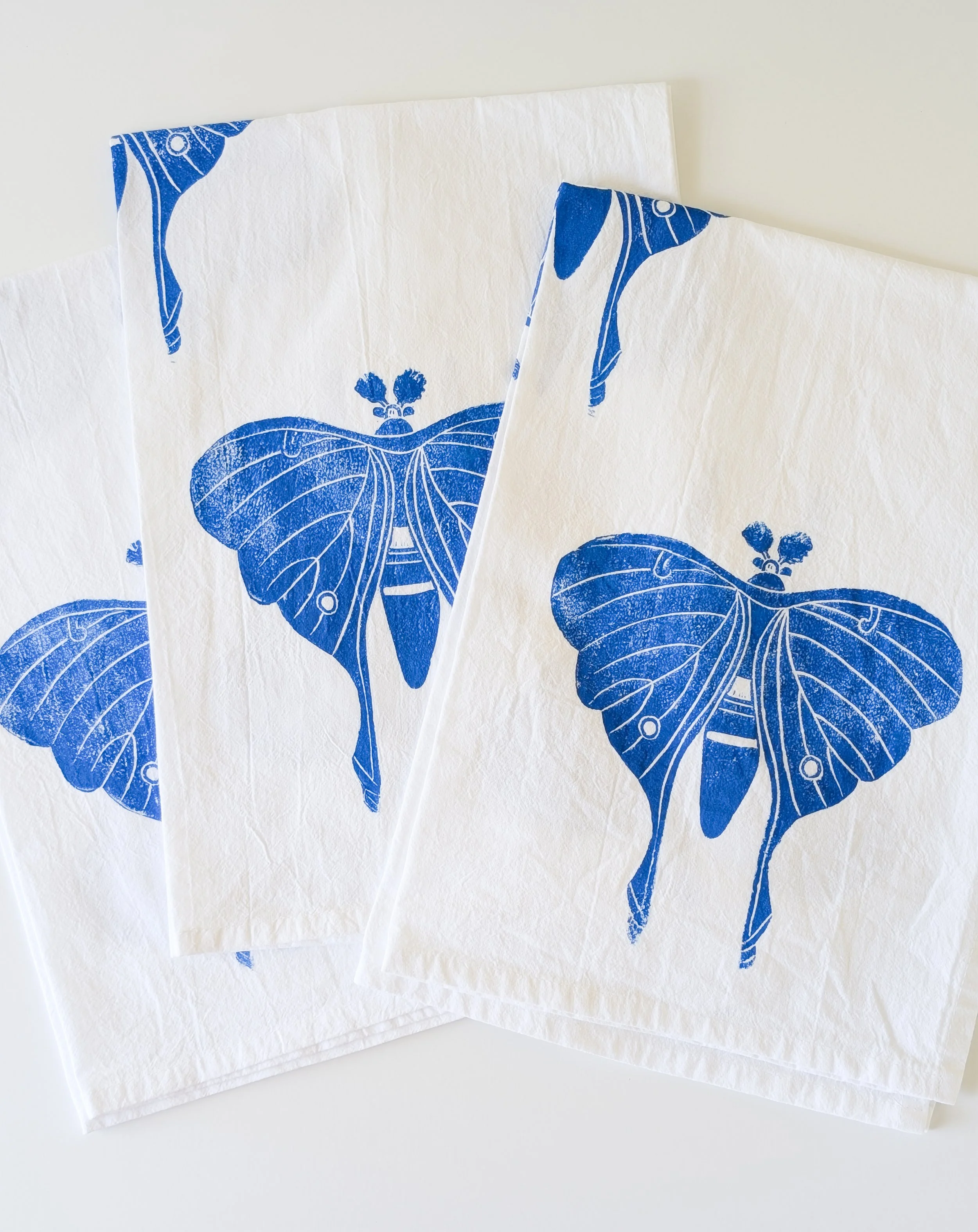 Luna Moth Hand Printed Tea Towel