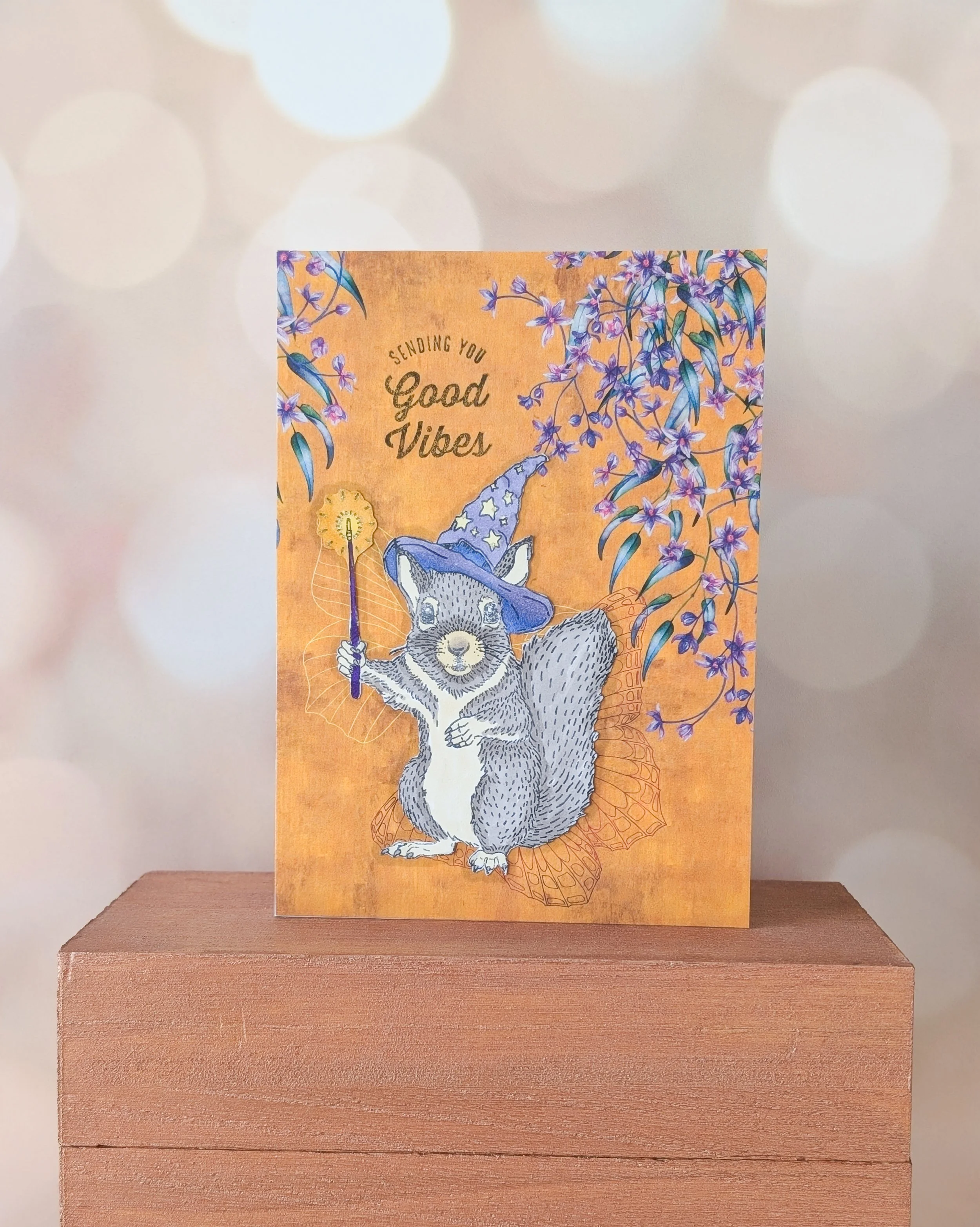 Squirrel Wizard Good Vibes Card