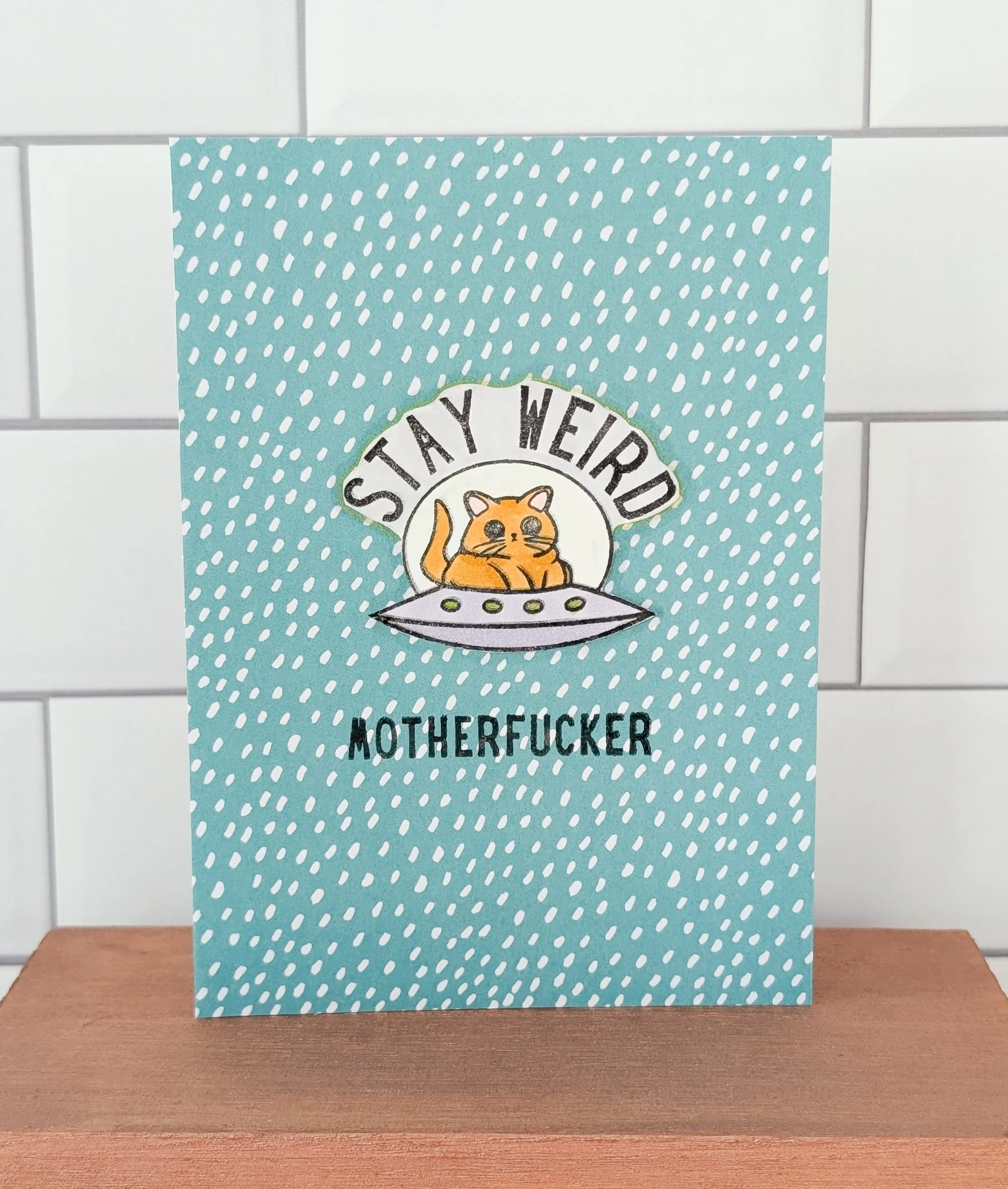 UFO Cat Weird Friend card