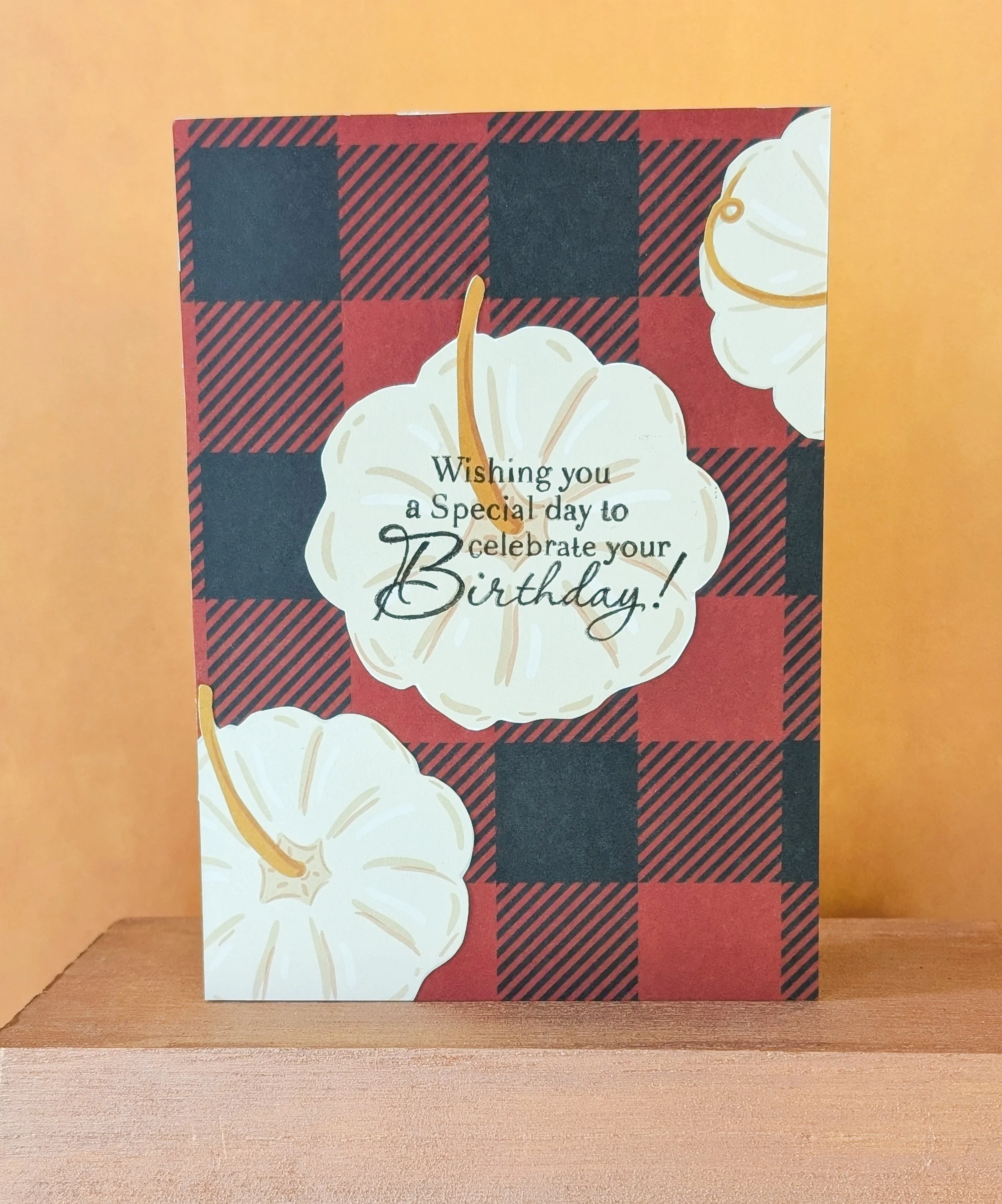 Pumpkins and Plaid Birthday Card