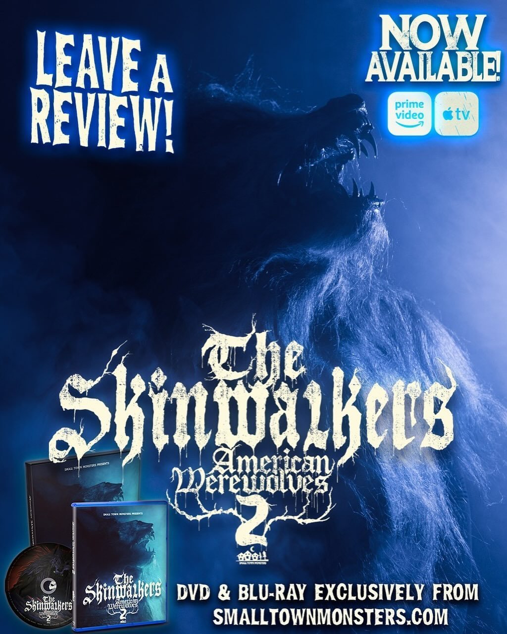 Stream The Skinwalkers: American Werewolves 2 today! After you&rsquo;ve seen the film be sure to leave a review to help other people find it. Streaming right now on Amazon and Apple. 

https://www.amazon.com/Skinwalkers-American-Werewolves-2/dp/B0CVB