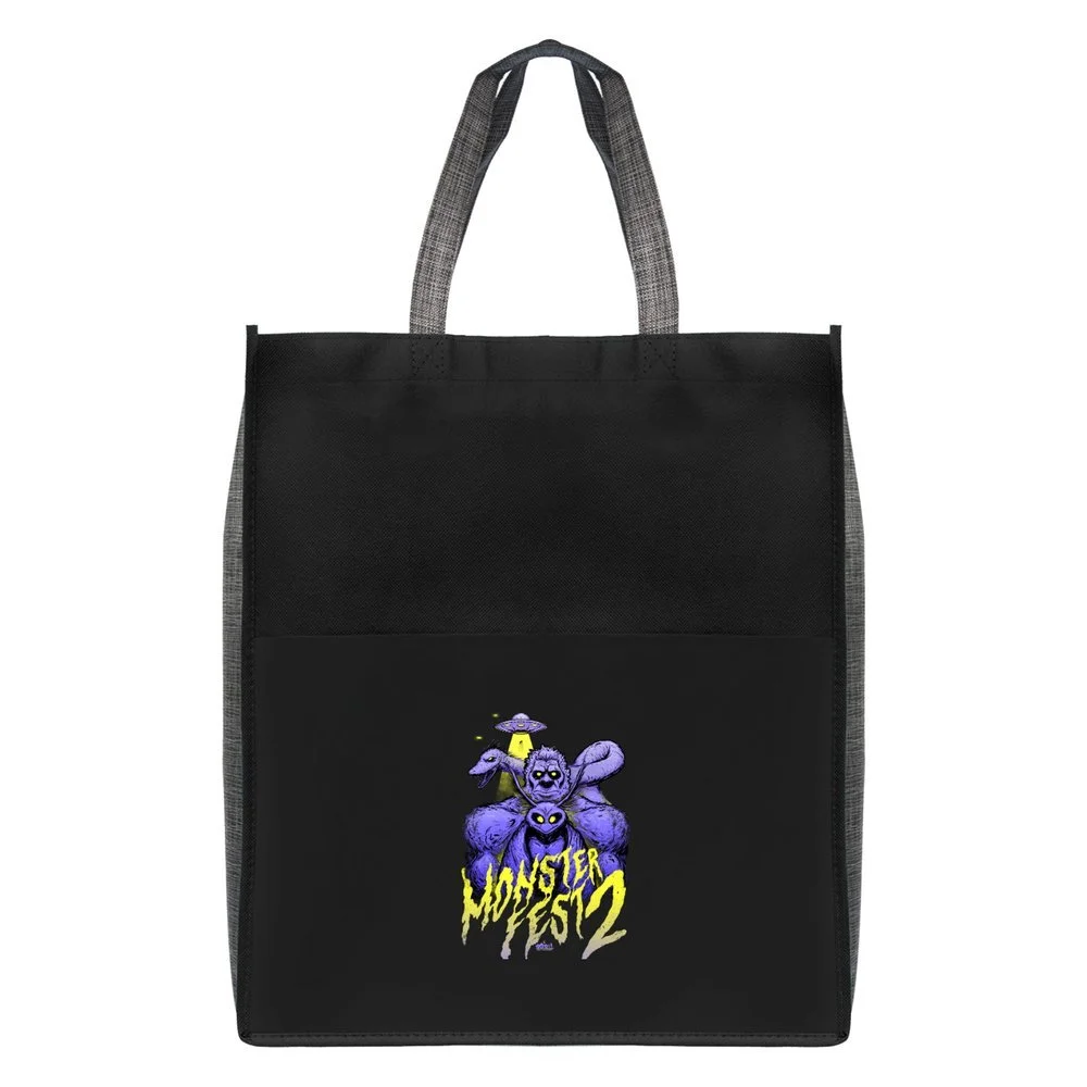 The Monsters Black Tote Bag COTTON TOTE BAG Monster Folk Art Goth Birthday Gifts  main image 2