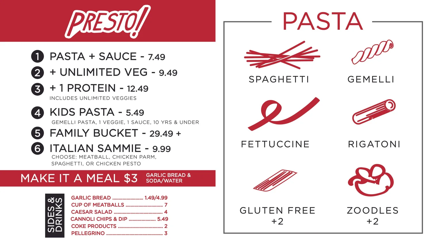 Menu — Presto Fast Italian