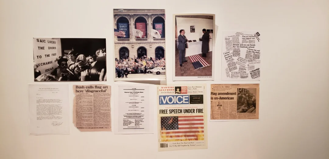 Installation view of Dread Scott, “Freedom of Expression: Dread Scott” (2019) (photo by the author for Hyperallergic)
