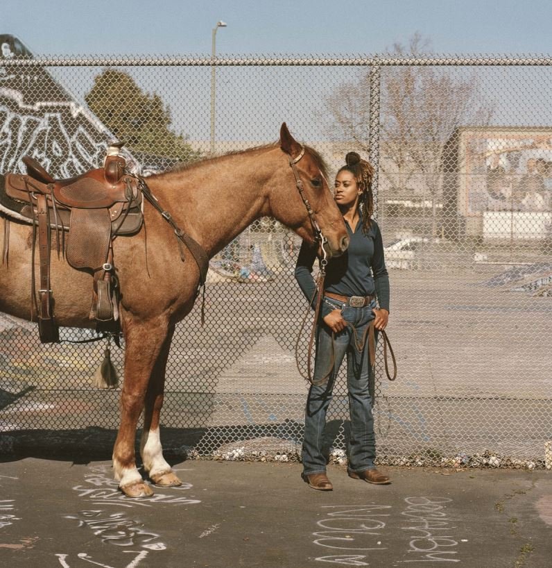  Brianna Noble and her horse at De Fremery Park in Oakland, California, 2021.    