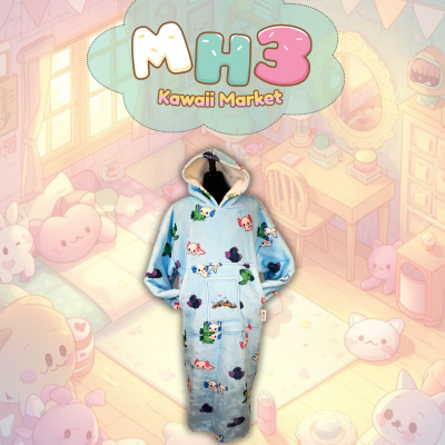 Aqua Axolotl Plush Blanket Hoodie