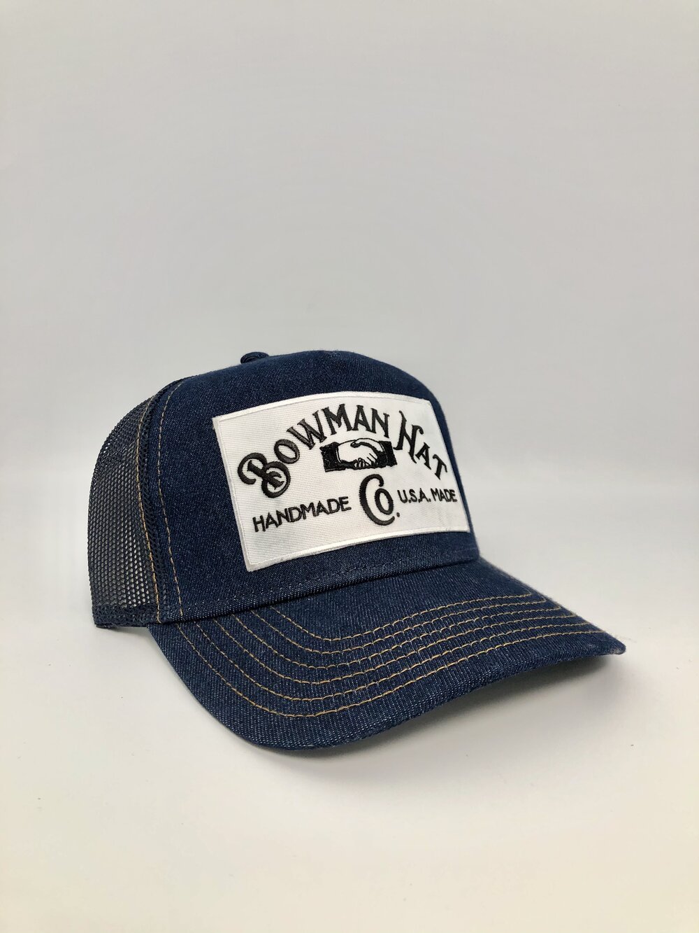 Trucker hats (black, white, khaki, denim) — Bowman Hat Co.