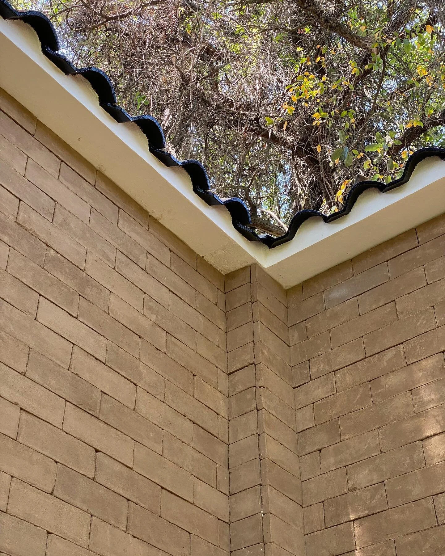 Muro perimetral Casa Kuro. 

Muro forrado con fachaleta de adobe. La fachaleta y la teja se hicieron espec&iacute;ficamente para este proyecto. 

#architecture #design #details #adobe #sustainable #sustainabledesign #ceramic #dise&ntilde;osustentable