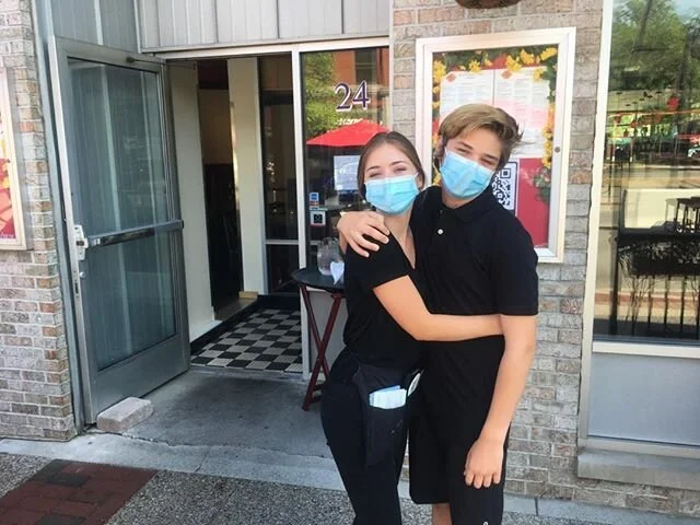 Jaxson&rsquo;s first night at work with his sissy ❤️