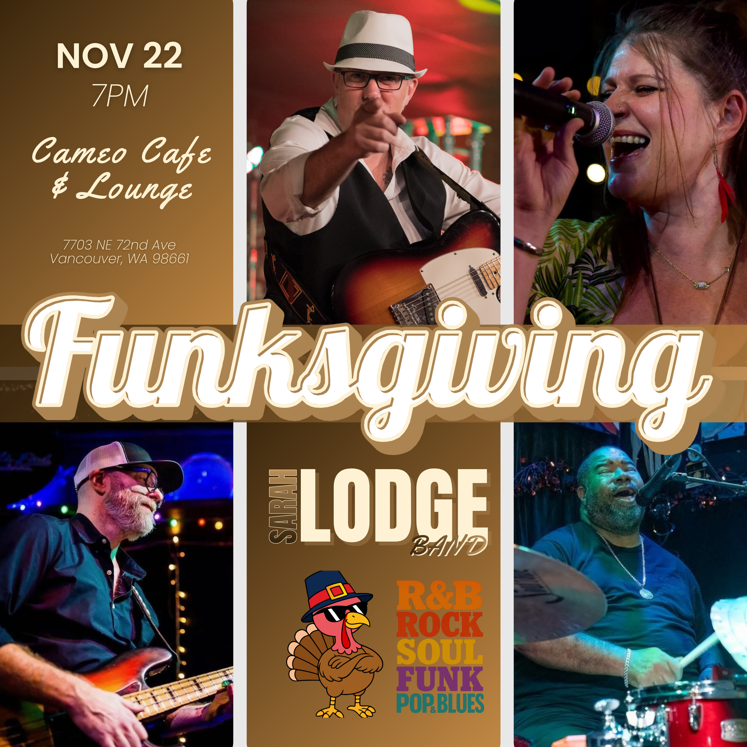 Funksgiving with Sarah Lodge Band at Cameo Cafe &amp; Lounge - 7-10pm