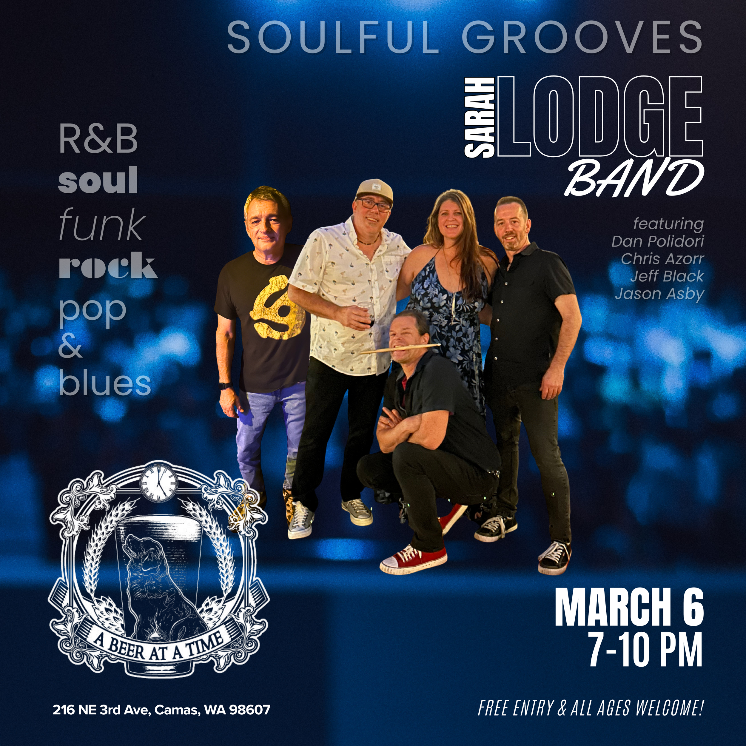 Sarah Lodge Band RETURNS to A Beer at a Time (Camas, WA) 7-10pm **ALL AGES EVENT**