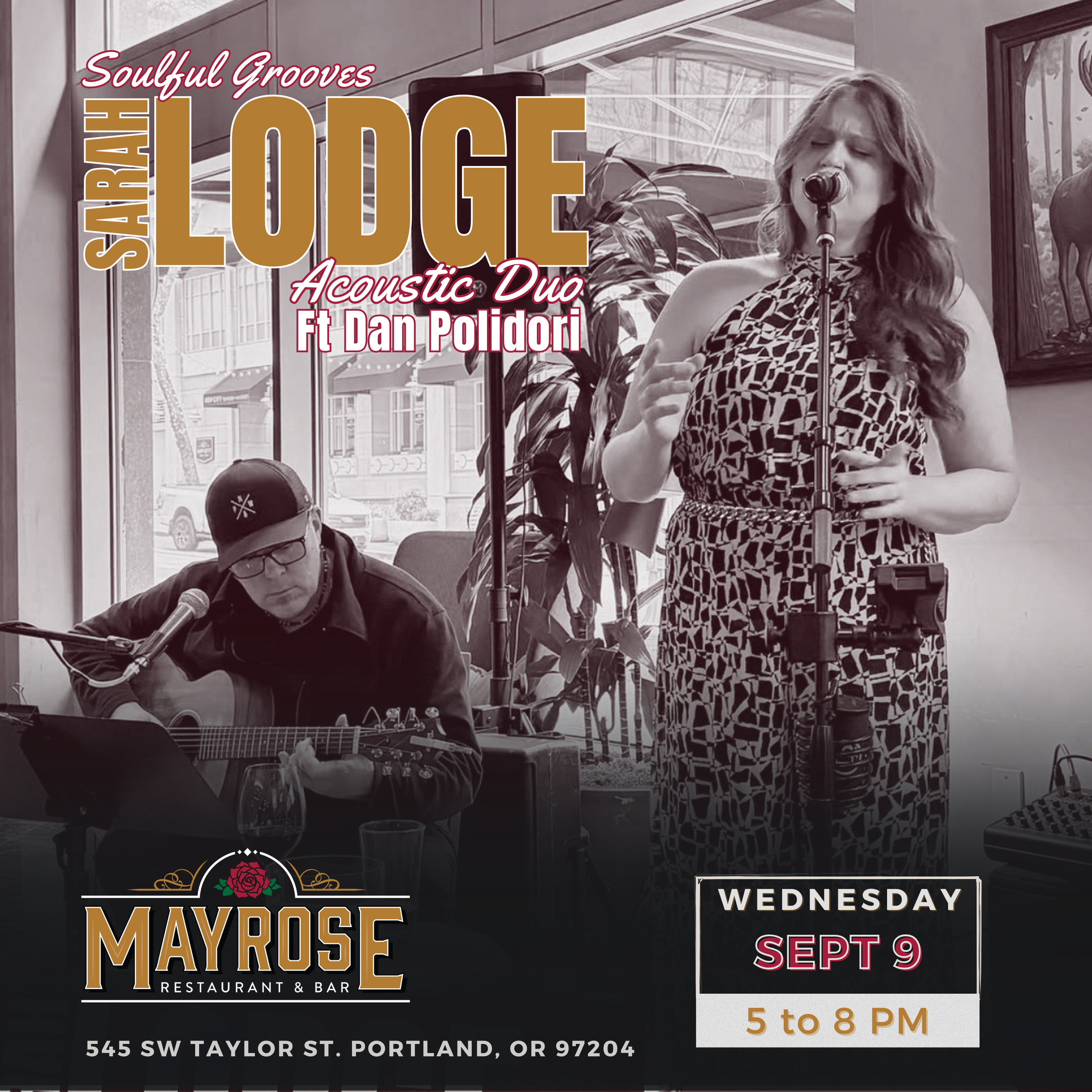 Sarah &amp; Dan at Mayrose Lounge at the Duniway Hotel