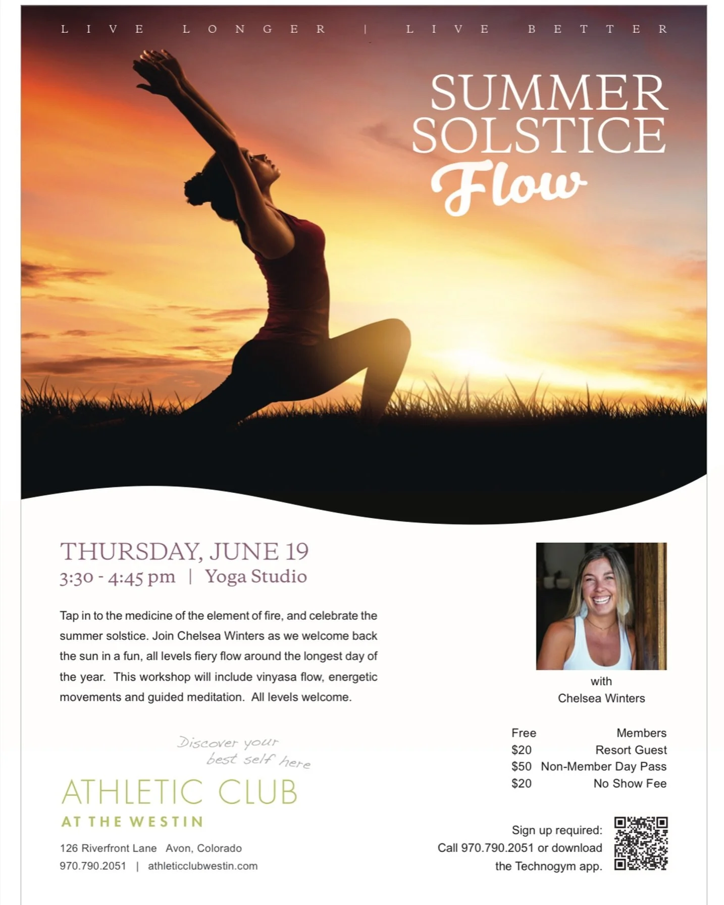 *Welcome the Sun- A Summer Solstice Flow | Thursday, June 19th 3:30-4:45p | @ The Athletic Club at the Westin 
☀️ 
Tap in to the medicine of the element of fire, and celebrate the summer solstice.  Let&rsquo;s welcome back the sun in a fun, all level