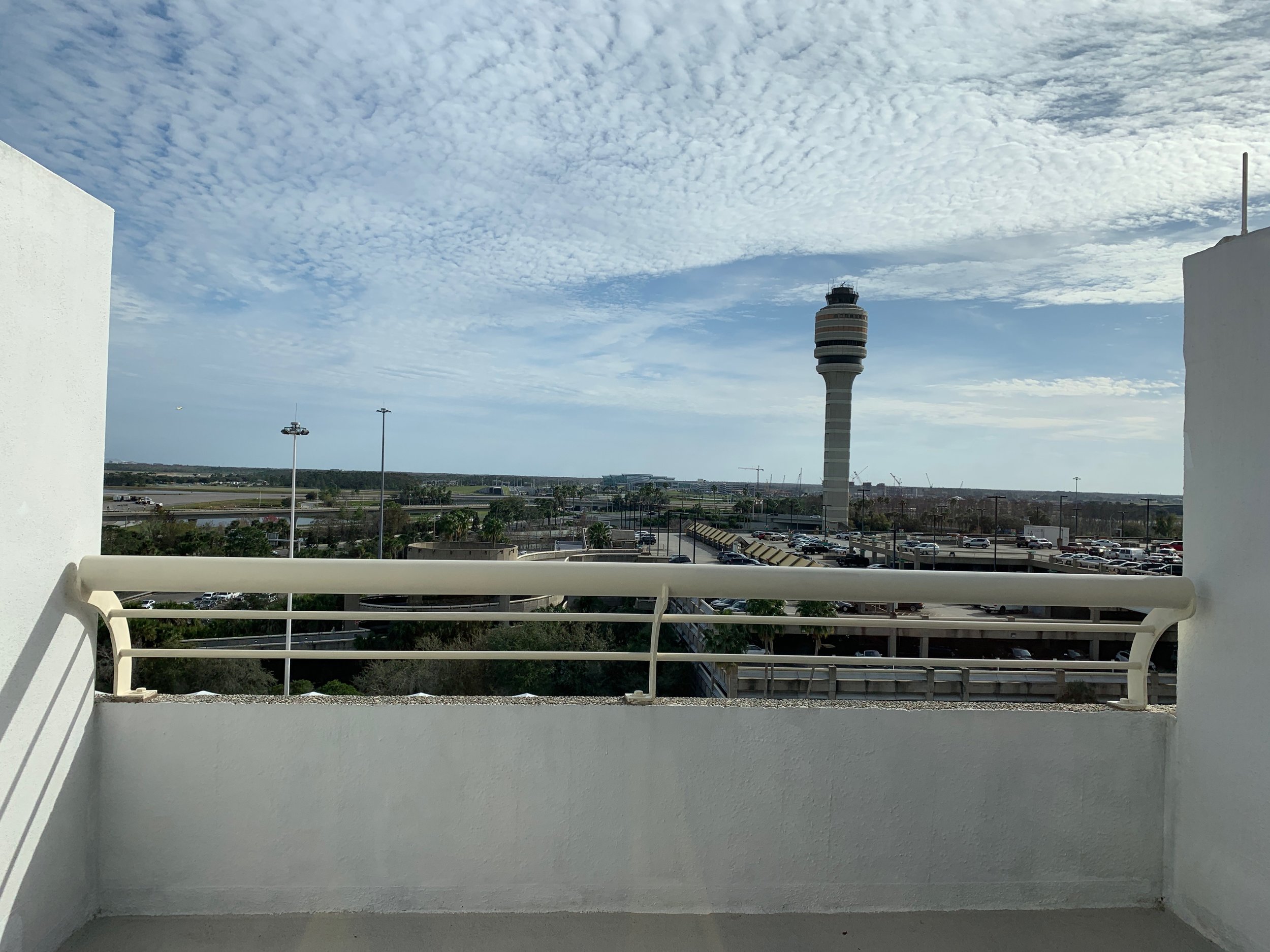 HUGE balcony over looking the airport parking and tower.