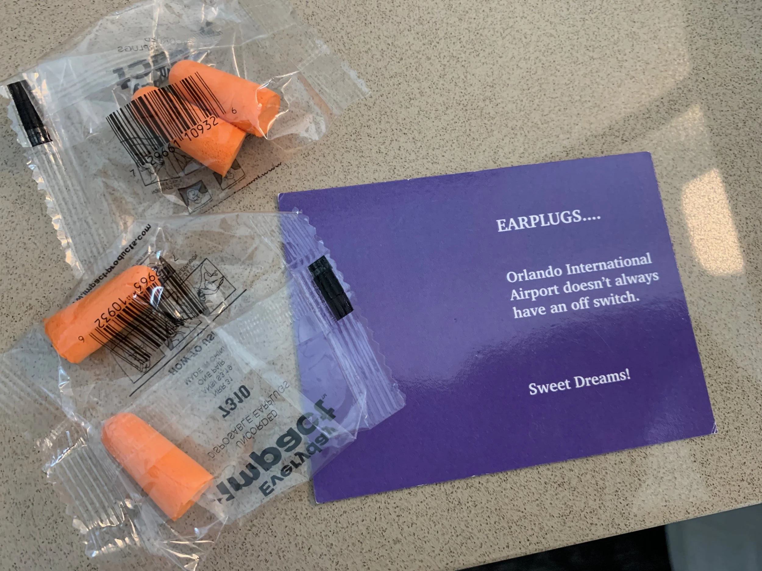 Earplugs. Nice touch.