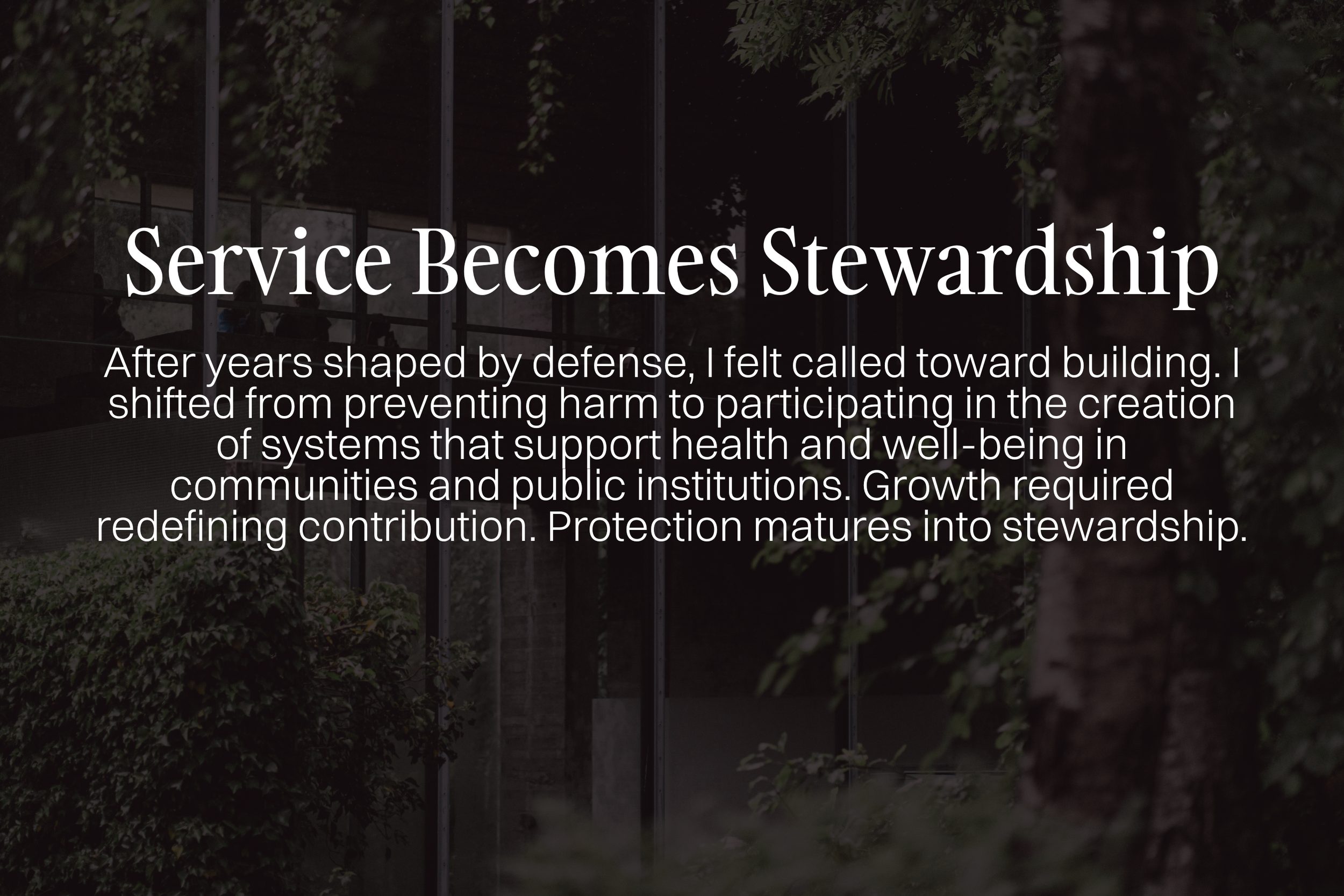 Service Becomes Stewardship