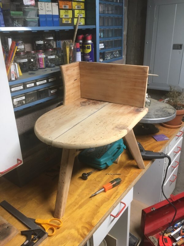 Fully sanded; gap in top filled with epoxy.