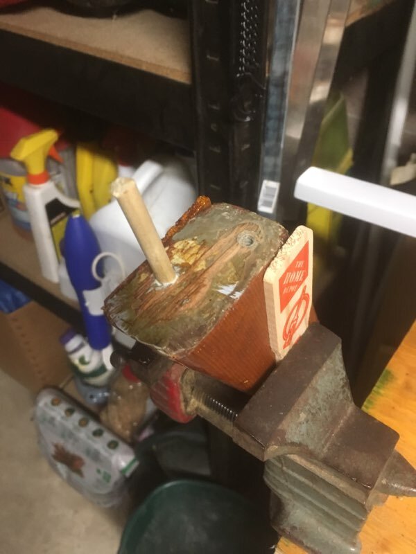 Plugging damaged screw hole.