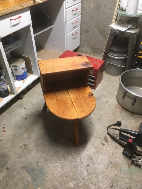 First coat of amber shellac.
