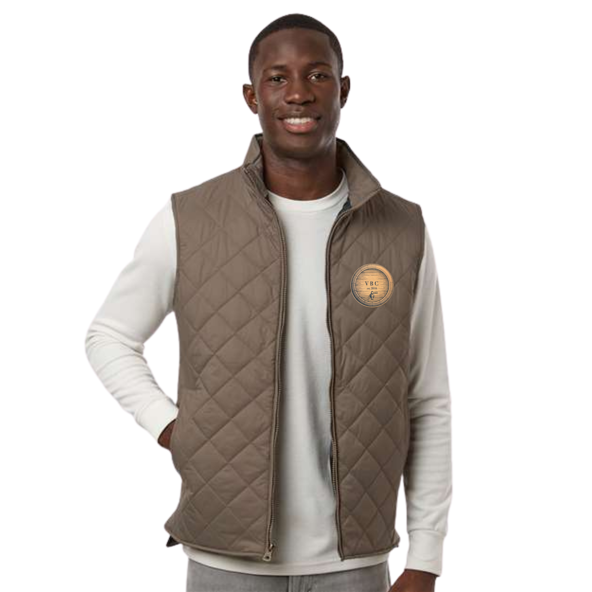 VBC Vintage Diamond Quilted Vest With Leather Patch