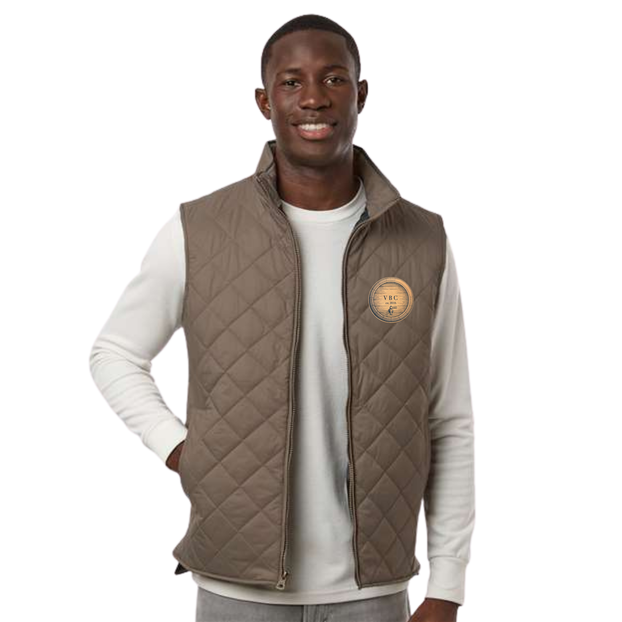 VBC Vintage Diamond Quilted Vest With Leather Patch