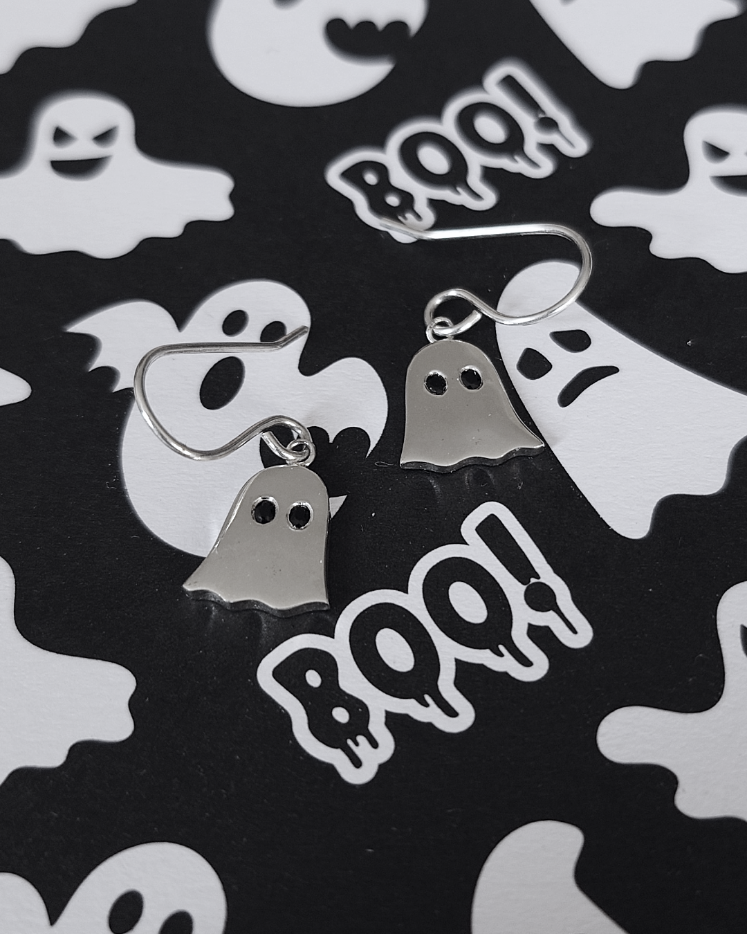 Silver and Spinel Ghost Earrings