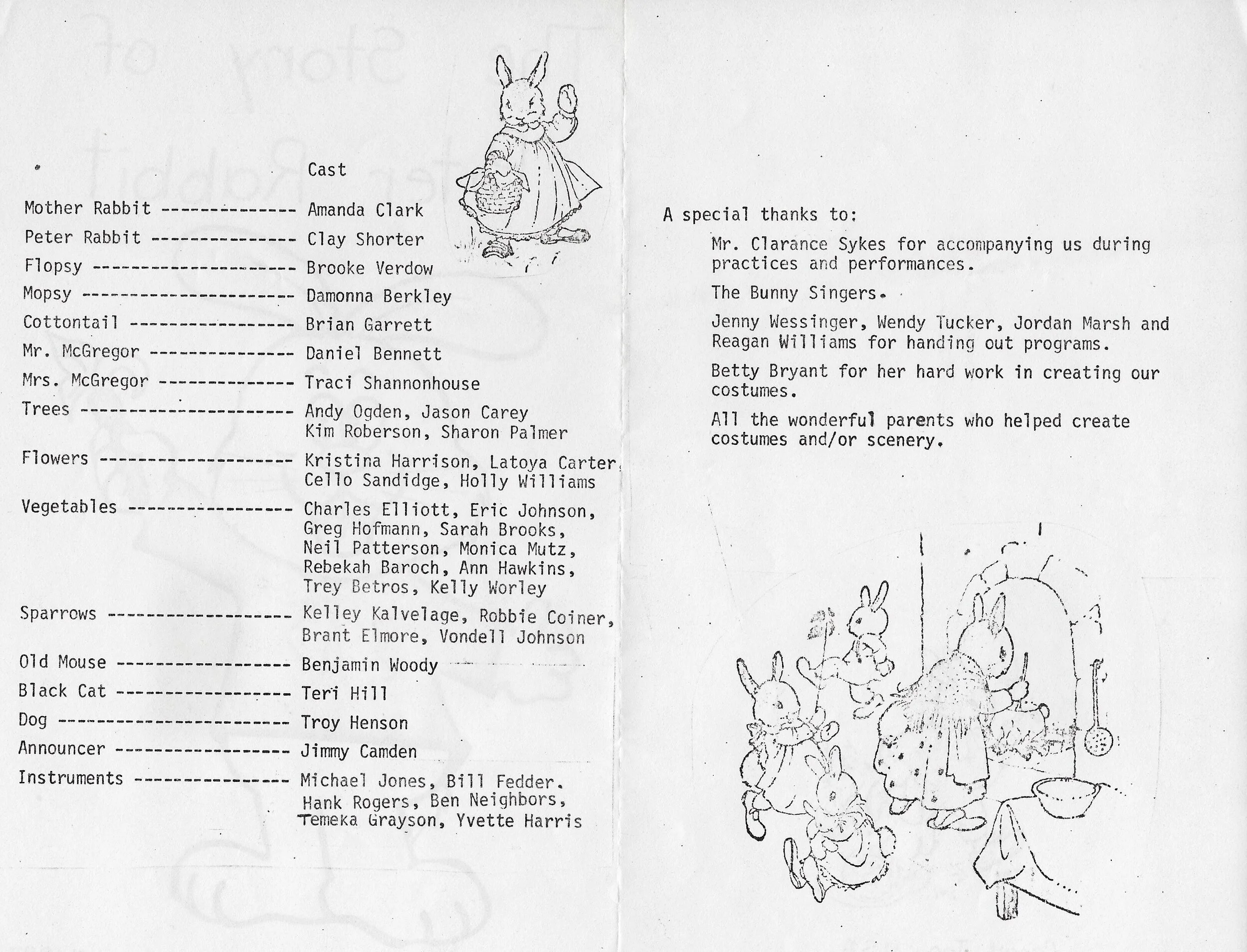 The Story of Peter Rabbit Sandusky Elementary School, ca 1987