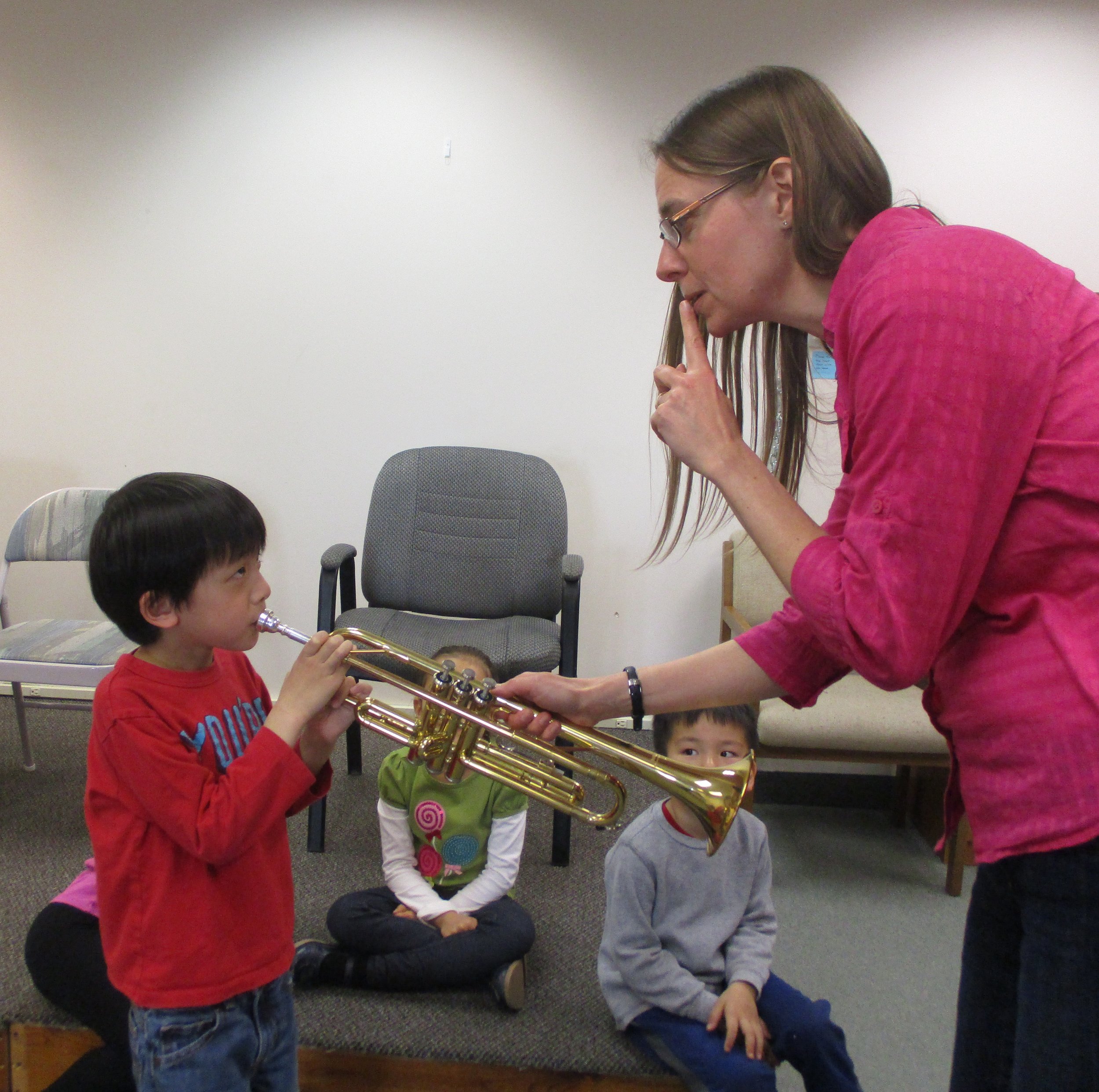 Song sparrows - trying out trumpet