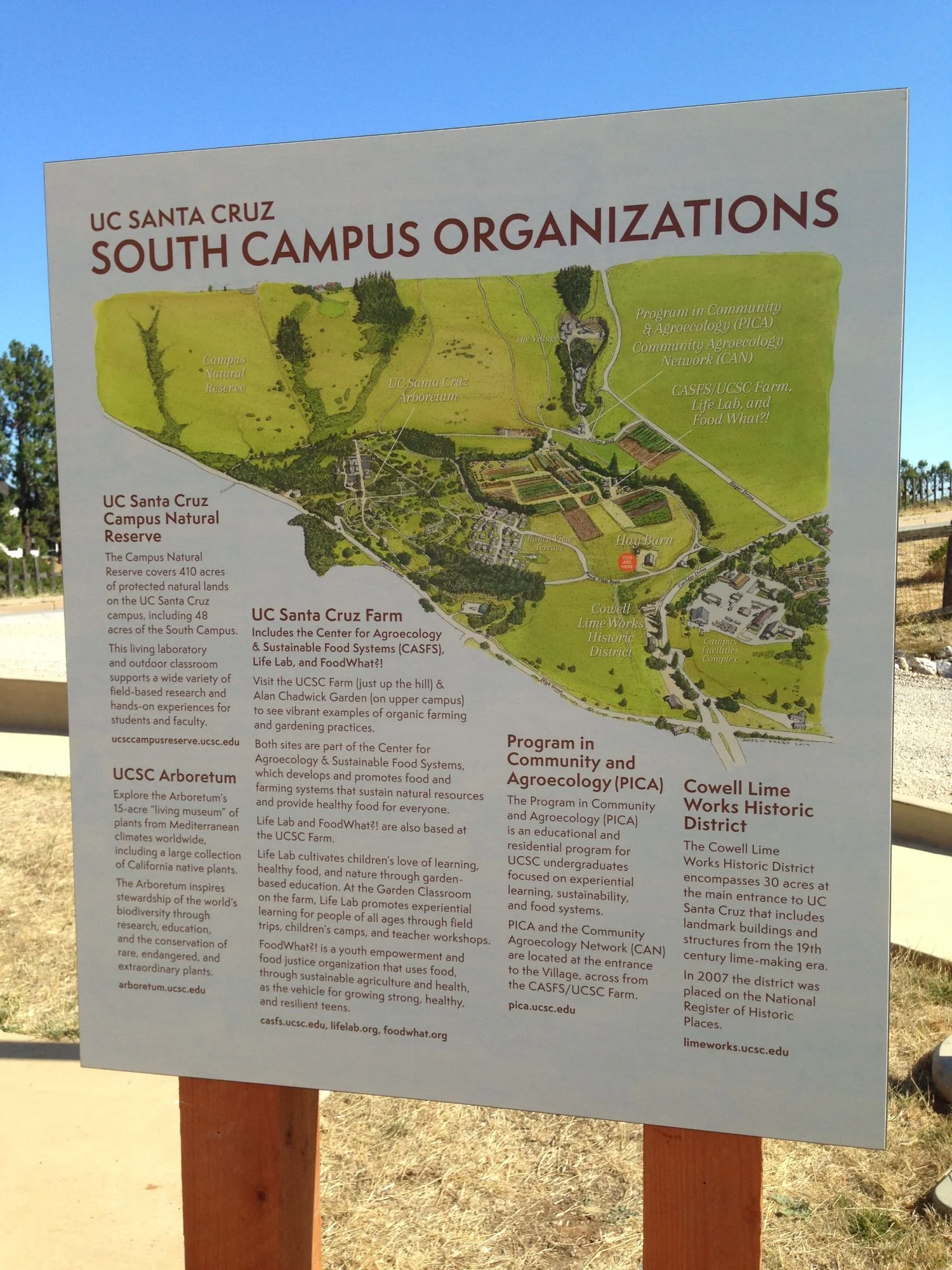 I also created the illustration for the South Campus Organizations map, which is posted on an outdoor graphic sign near the Hay Barn entrance.