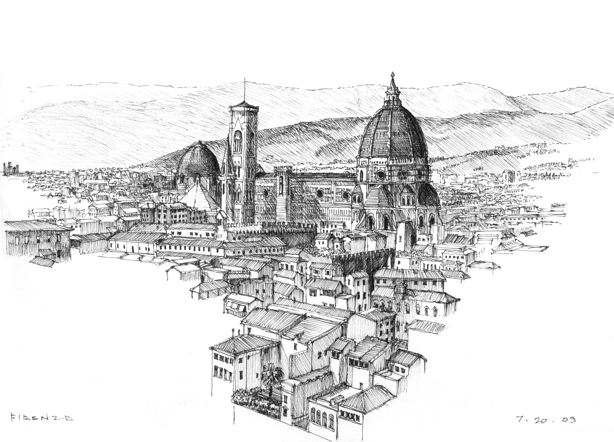 Florence, Italy. Sketchbook. Personal work. Pen and ink.