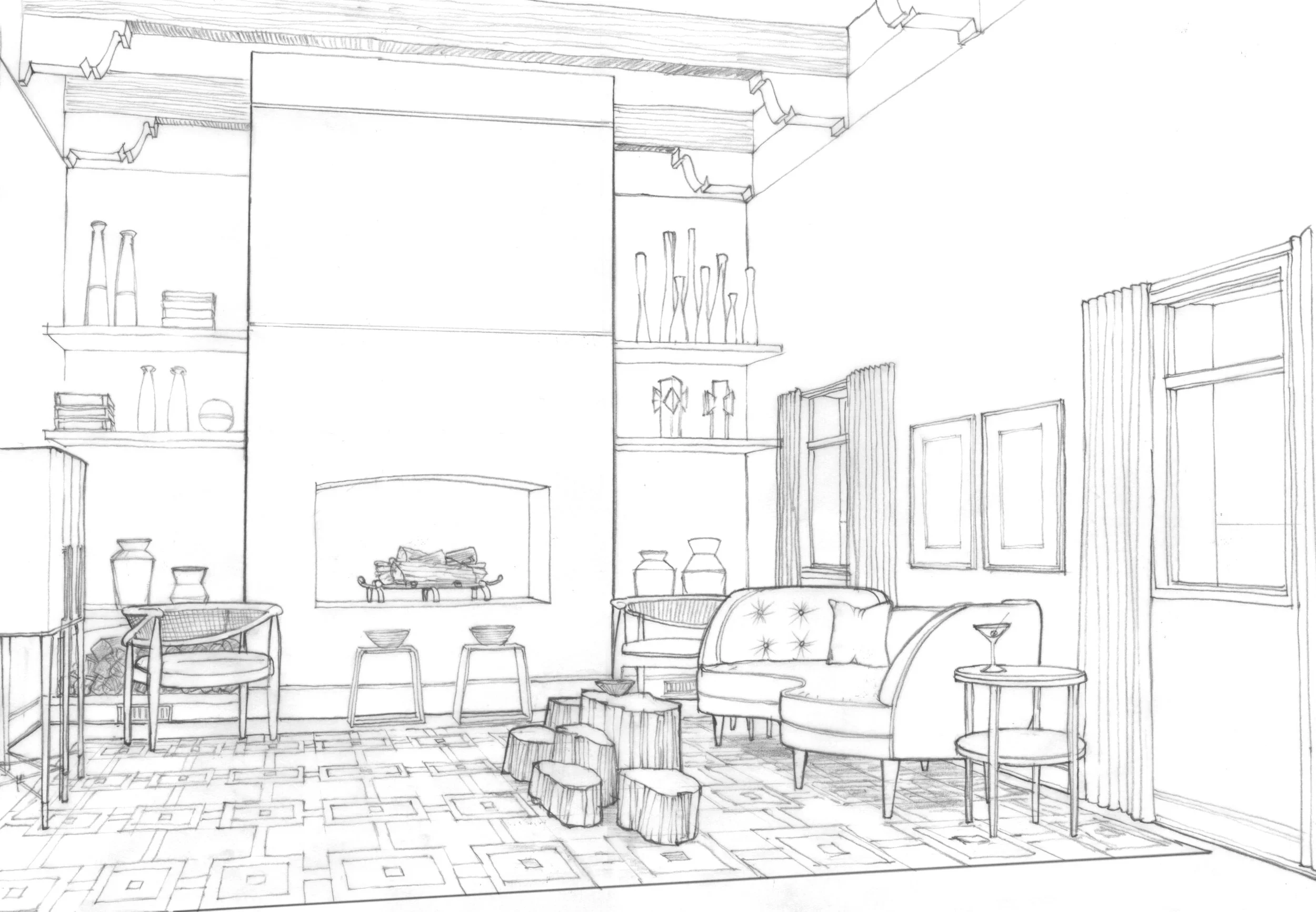 Banquet Room Illustration for 2016 SF Designer's Showcase