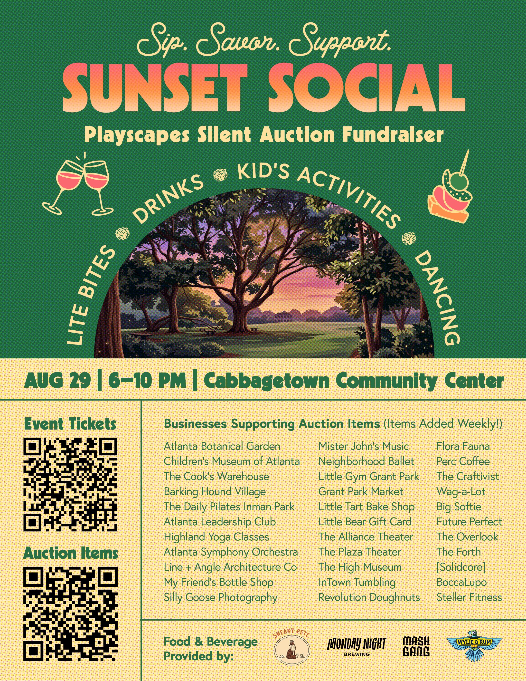 Sunset Social Silent Auction Benefitting Cabbagetown Park