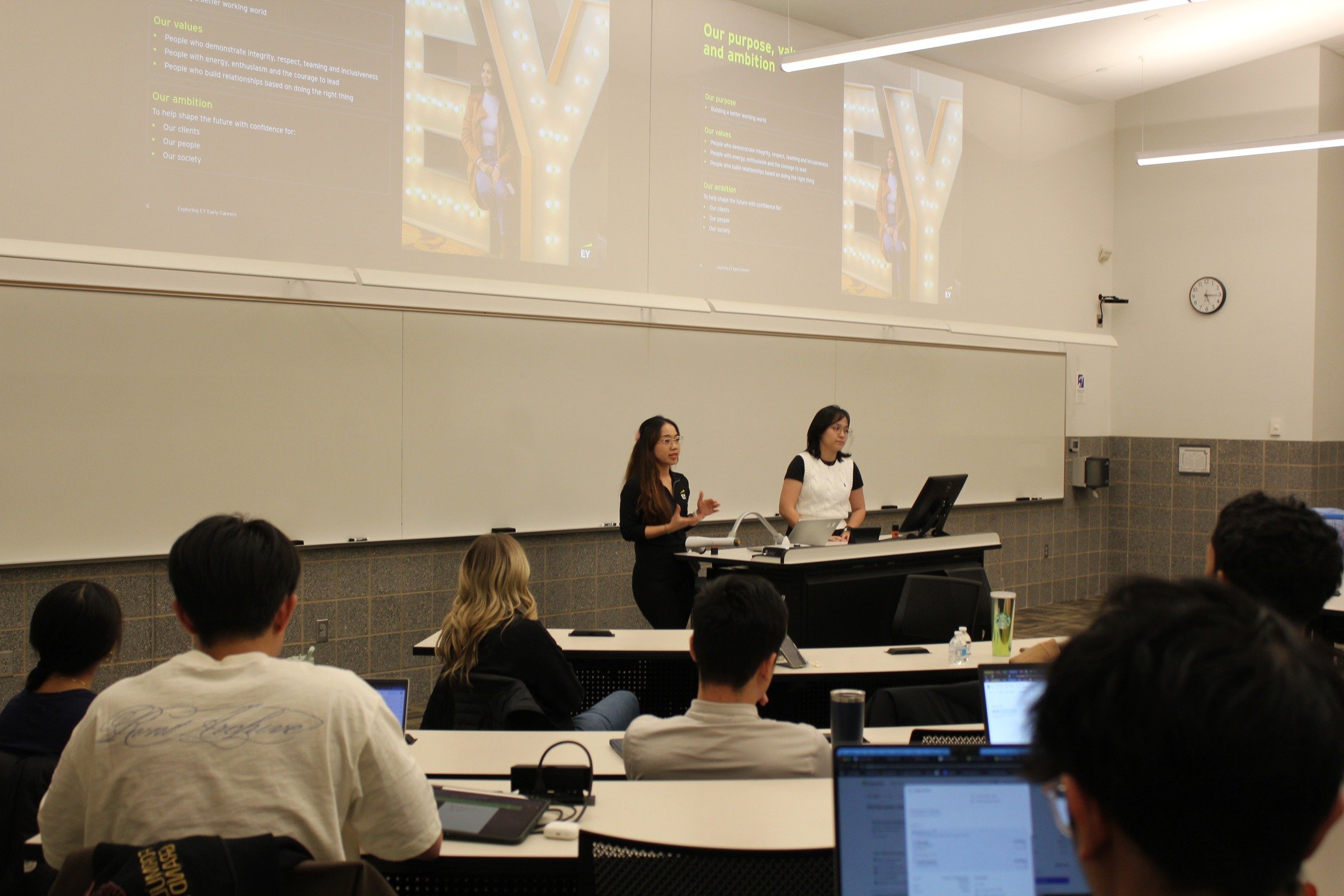 Thank you for attending our first corporate sponsor event of the semester with EY!

We hope you had a great time learning about EY, upcoming fall job opportunities, getting questions answered, and personal networking time! 

Join us this Wednesday fo