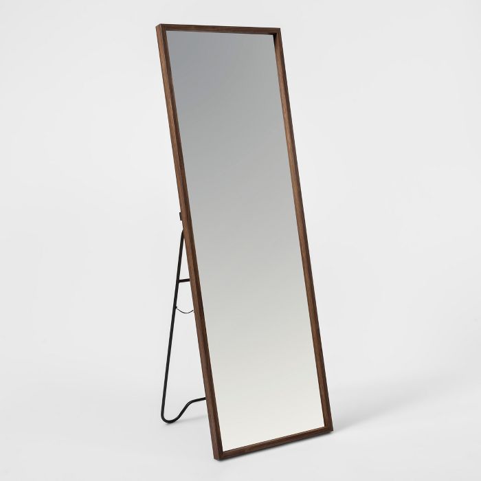 Wood Ladder Standing Floor Mirror Walnut - Threshold™