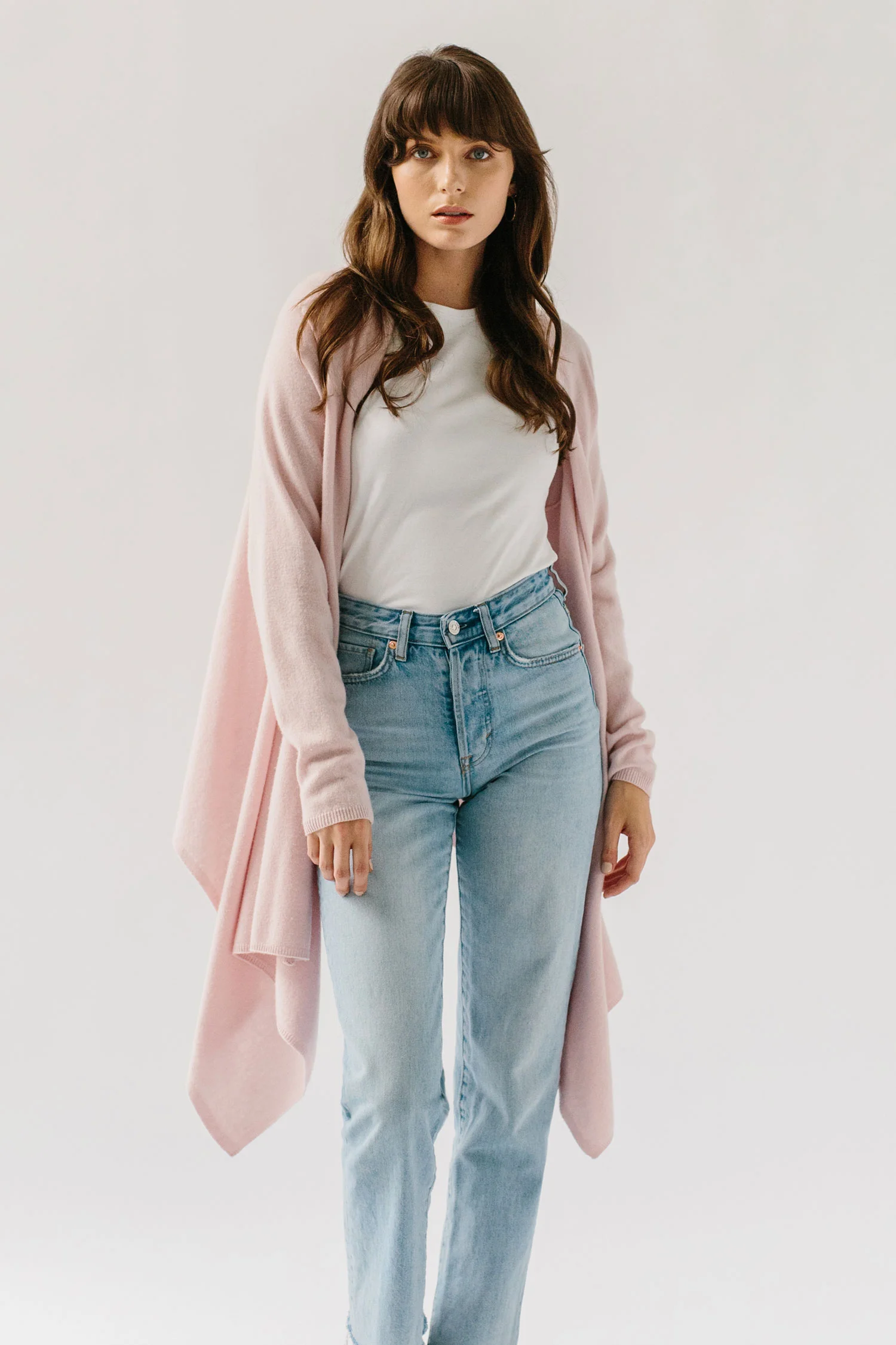 Blush Gossamer Cashmere Wrap Sweater for Women
