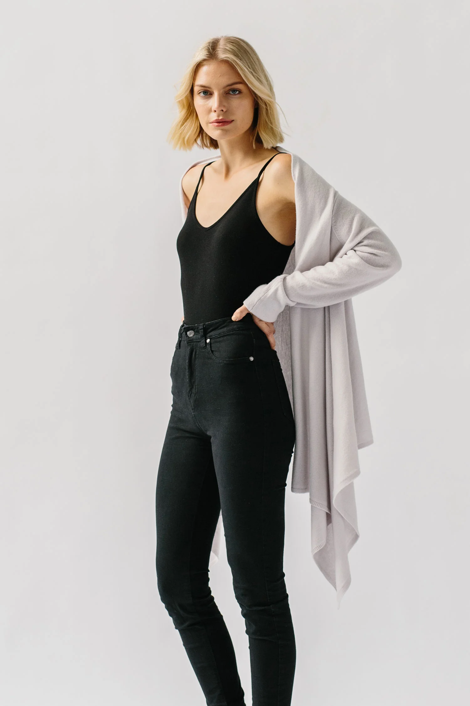 Mist Gossamer Cashmere Wrap Sweater for Women