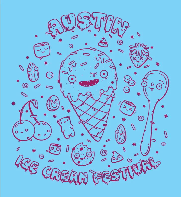 Austin Ice Cream Festival Shirt & Tote Design