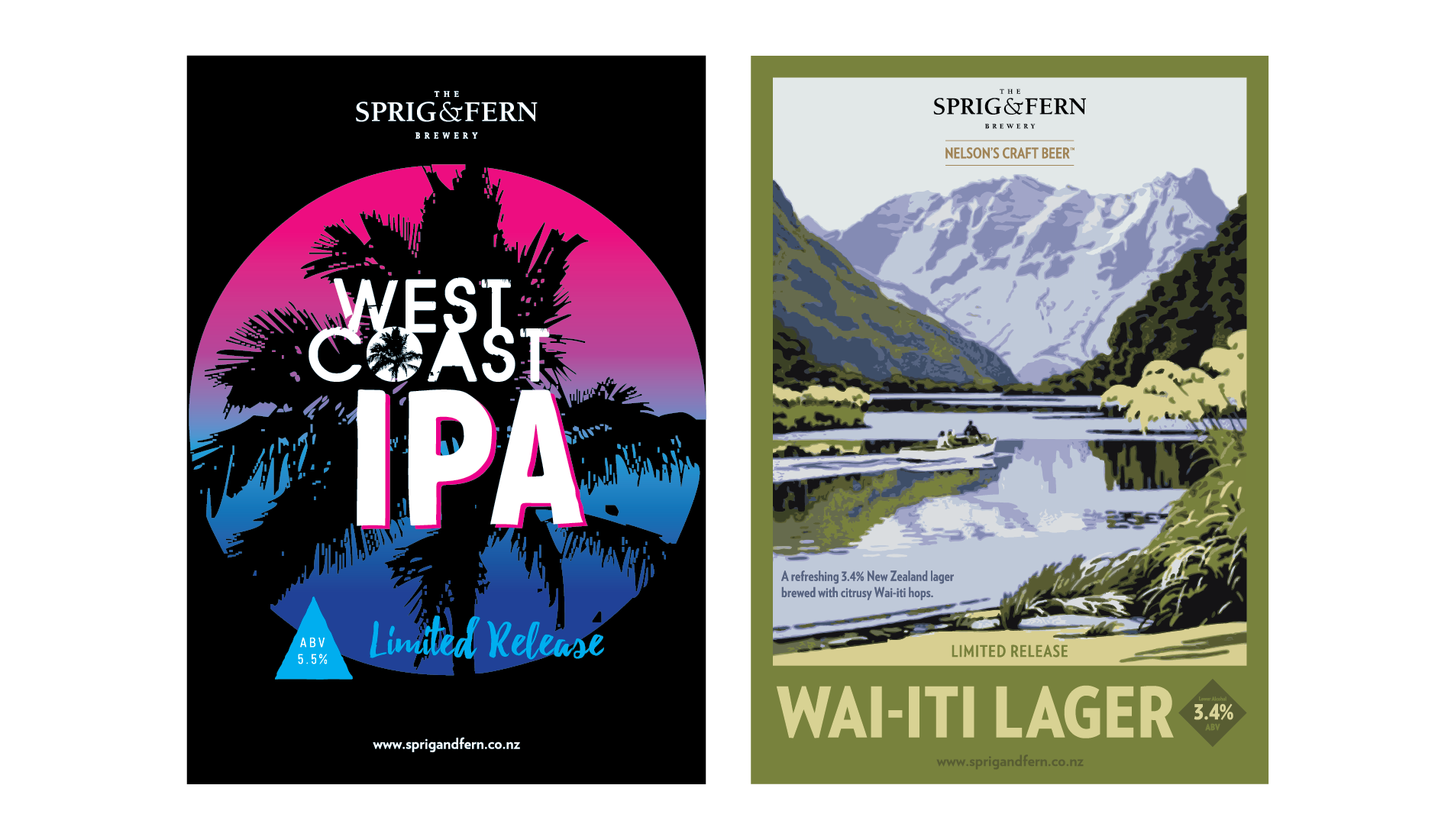  Identity and collateral for West Coast IPA and Wai-iti Lager limited release promotions 