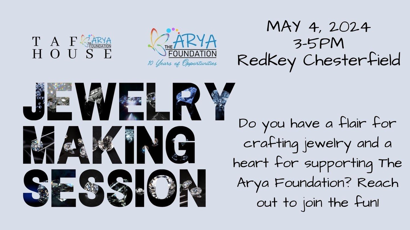 If you have different abilities and enjoy making jewelry, consider supporting The Arya Foundation by participating in a jewelry-making session on Saturday, May 4th.
This gathering is not only a creative activity but also a social opportunity to integ