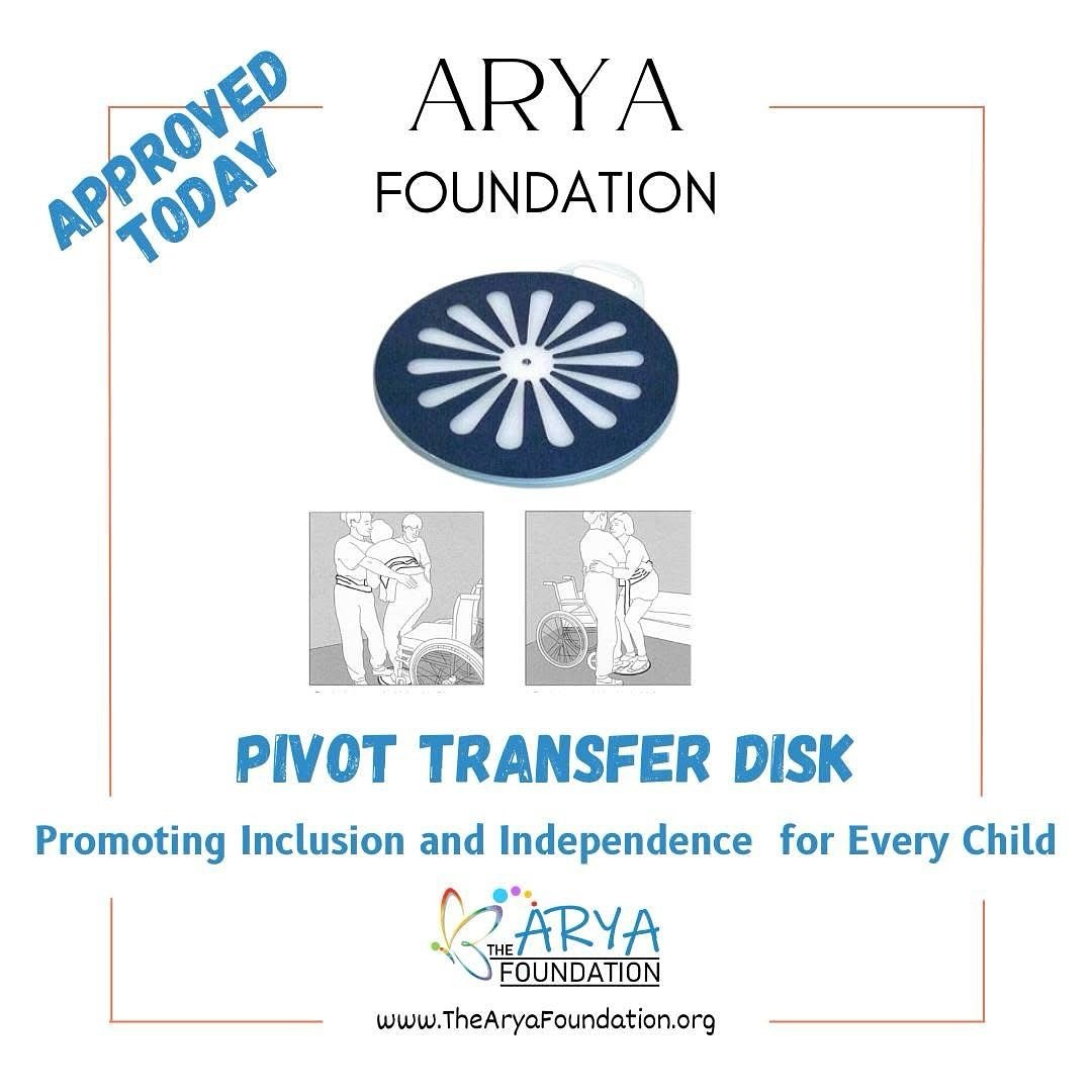 Thanks a bunch for your kindness! The Arya Foundation can give a kid with limited mobility a SafetySure Transfer Pivot Disc.
#TheAryaFoundation #AdaptiveEquipment