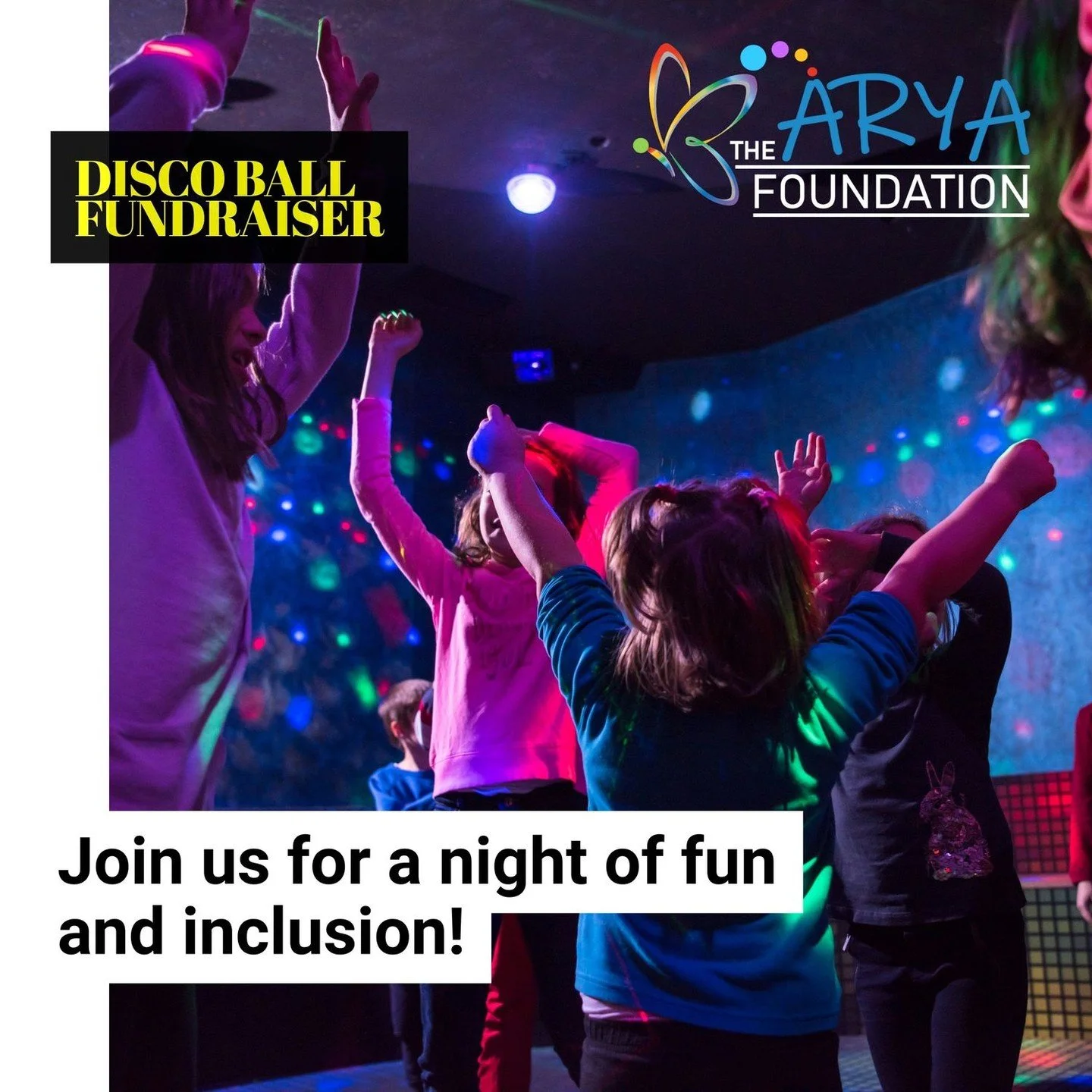 Just a quick reminder that the Disco Ball Fundraiser is only 7 days away &ndash; and we&rsquo;d love to see you there!
This is your chance to enjoy a night of dancing, fun, and community spirit, all while supporting the amazing work of The Arya Found
