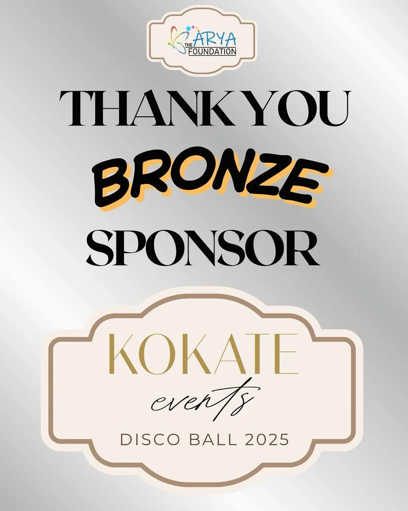 Hey @kokateevents thanks a bunch for your sponsorship and all your help with the event planning! #discoball2025 #TheAryaFoundation
