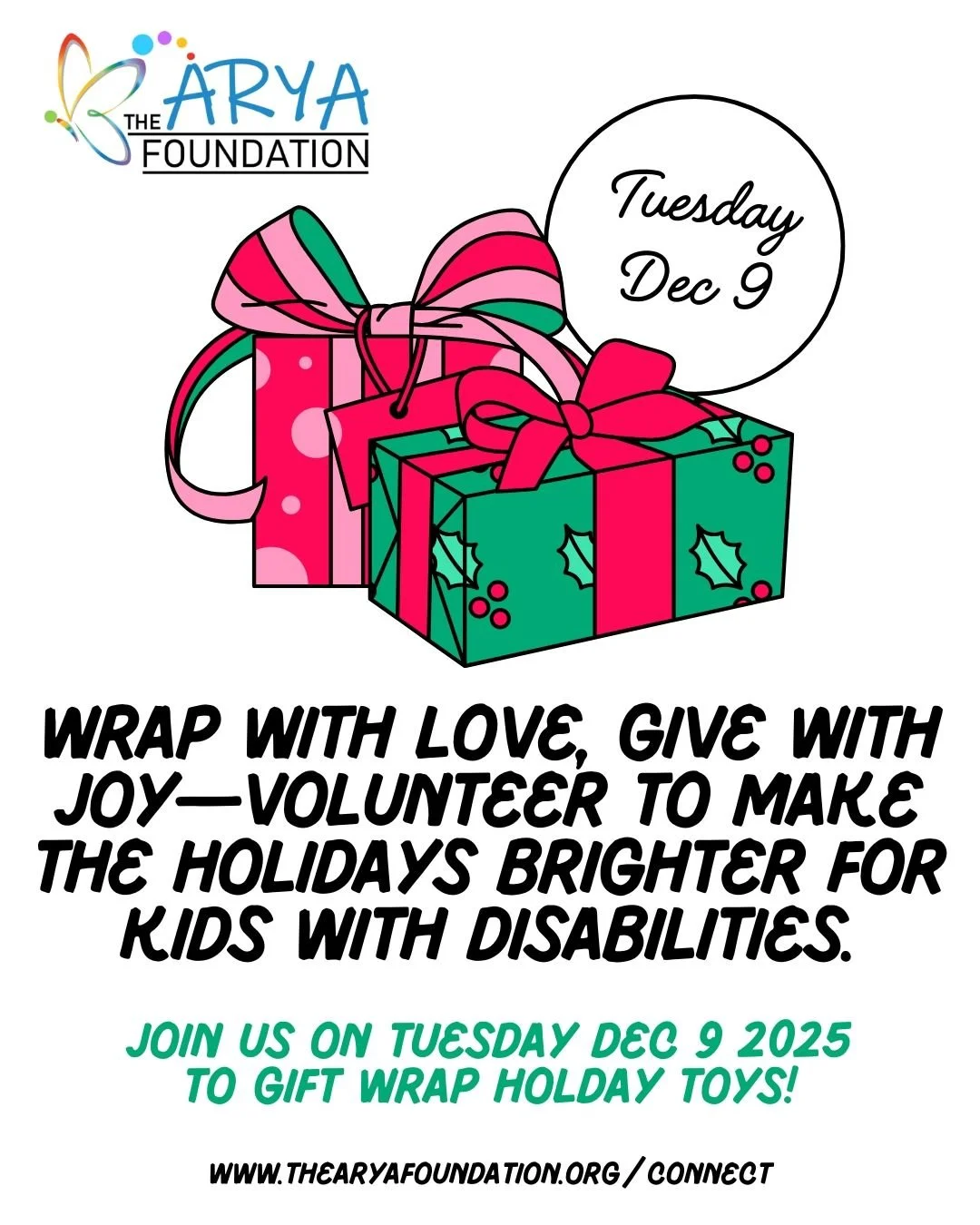 🎁 Calling All Holiday Helpers!
Join us in wrapping joy for the 2025 Adaptive Holiday Toy Program! 💝
We&rsquo;re looking for volunteers to help gift wrap toys for children with disabilities&mdash;bringing smiles and holiday magic to every child.
📦 