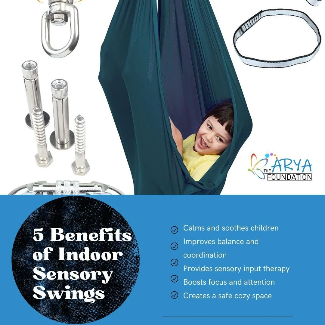 Soaring toward independence! ✈️✨

An Indoor Sensory Swing is a game-changer for kids with sensory processing needs. It offers:
✅ Calming sensory input
✅ Improved coordination
✅ A safe space for regulation

At The Arya Foundation, we turn challenges i
