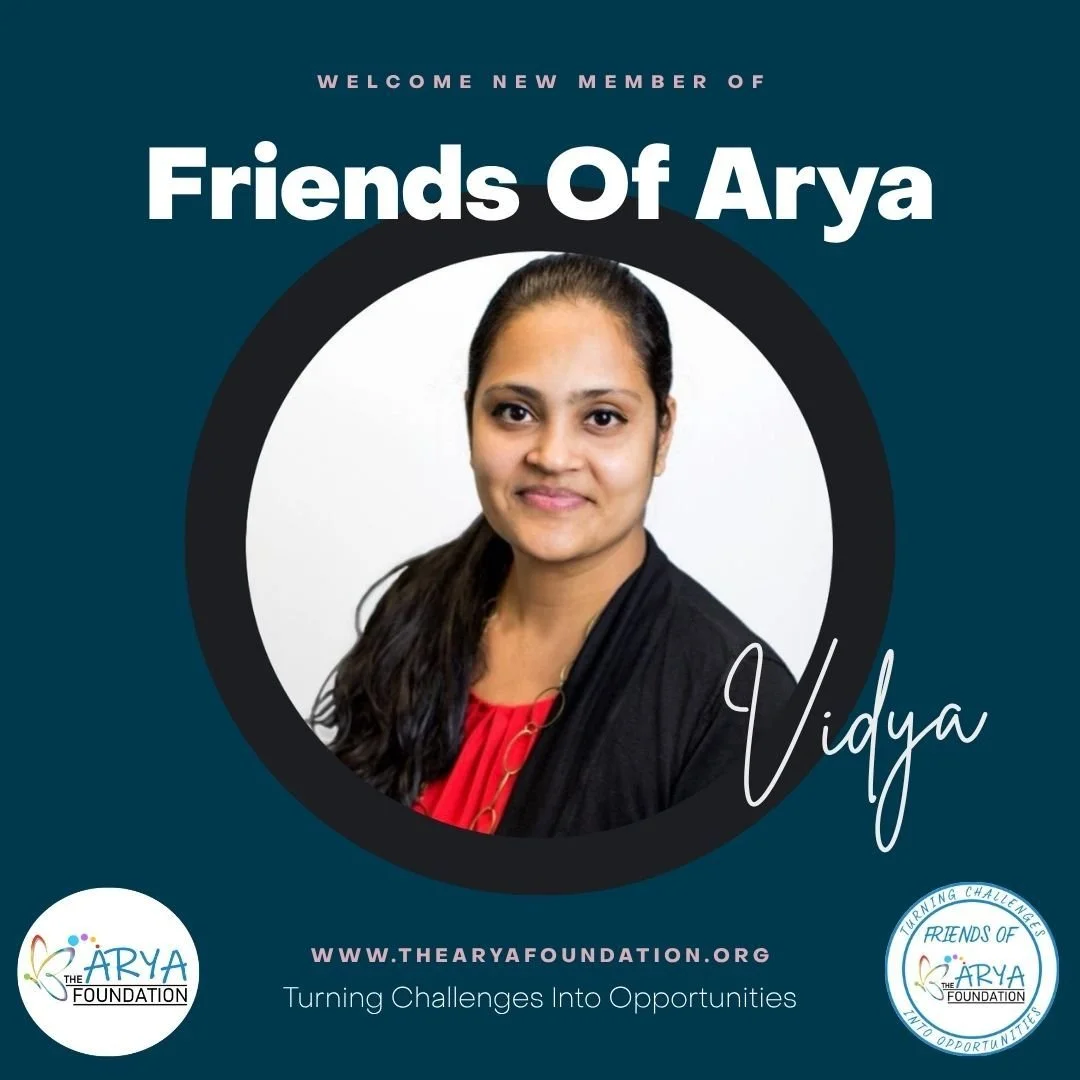 Welcome, Vidya! 🧡

We&rsquo;re thrilled to welcome Vidya as a &ldquo;Friend of Arya.&rdquo; As a mom advocate and IT consultant in St. Louis, Vidya is dedicated to creating environments where every child and family feels truly appreciated. She has a
