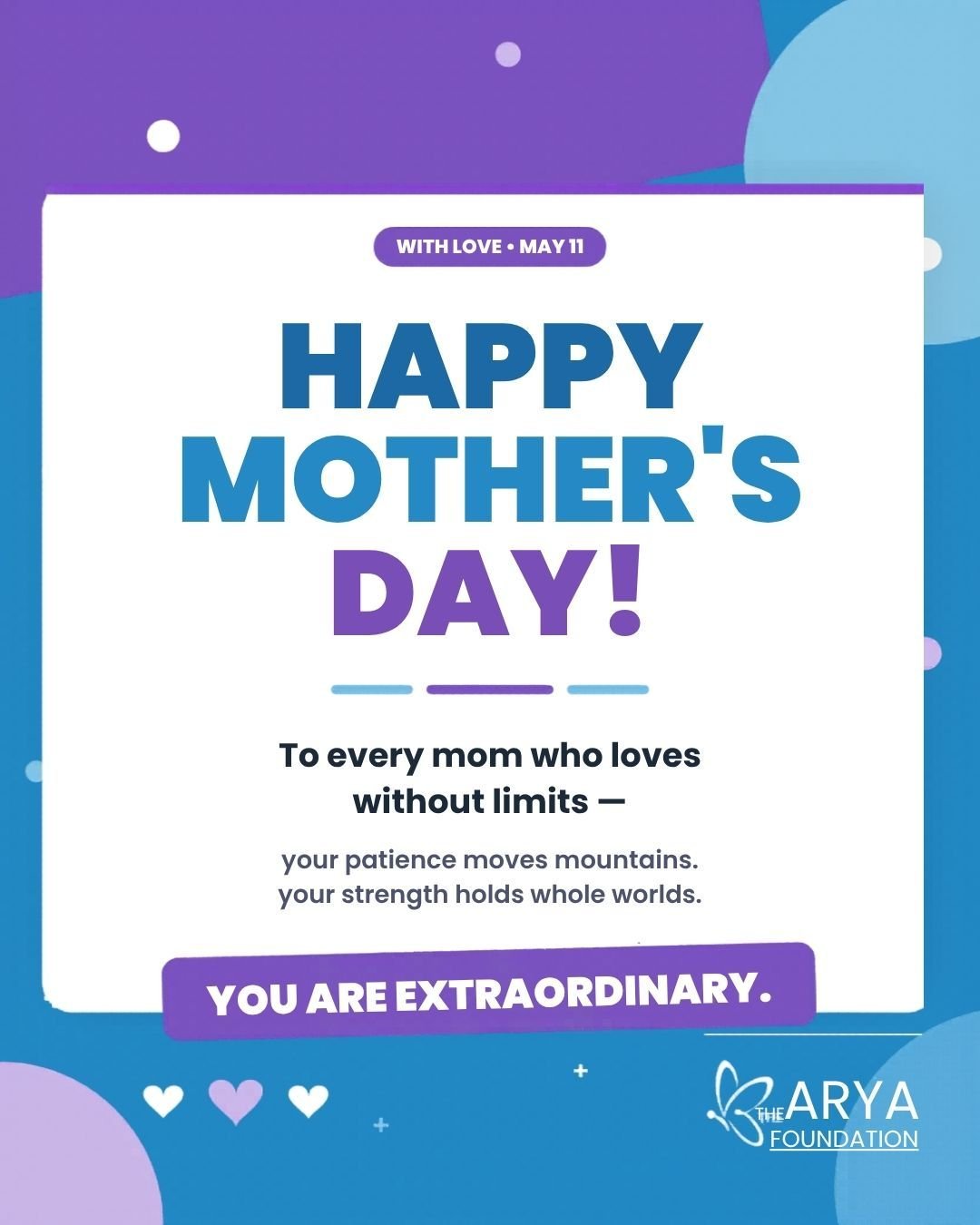 To every mom who loves without limits &mdash; today, we see you. 💙

Your patience moves mountains.
Your strength holds whole worlds.
Your heart carries entire universes.

For every mom raising a child with special needs, every grandma stepping in, e
