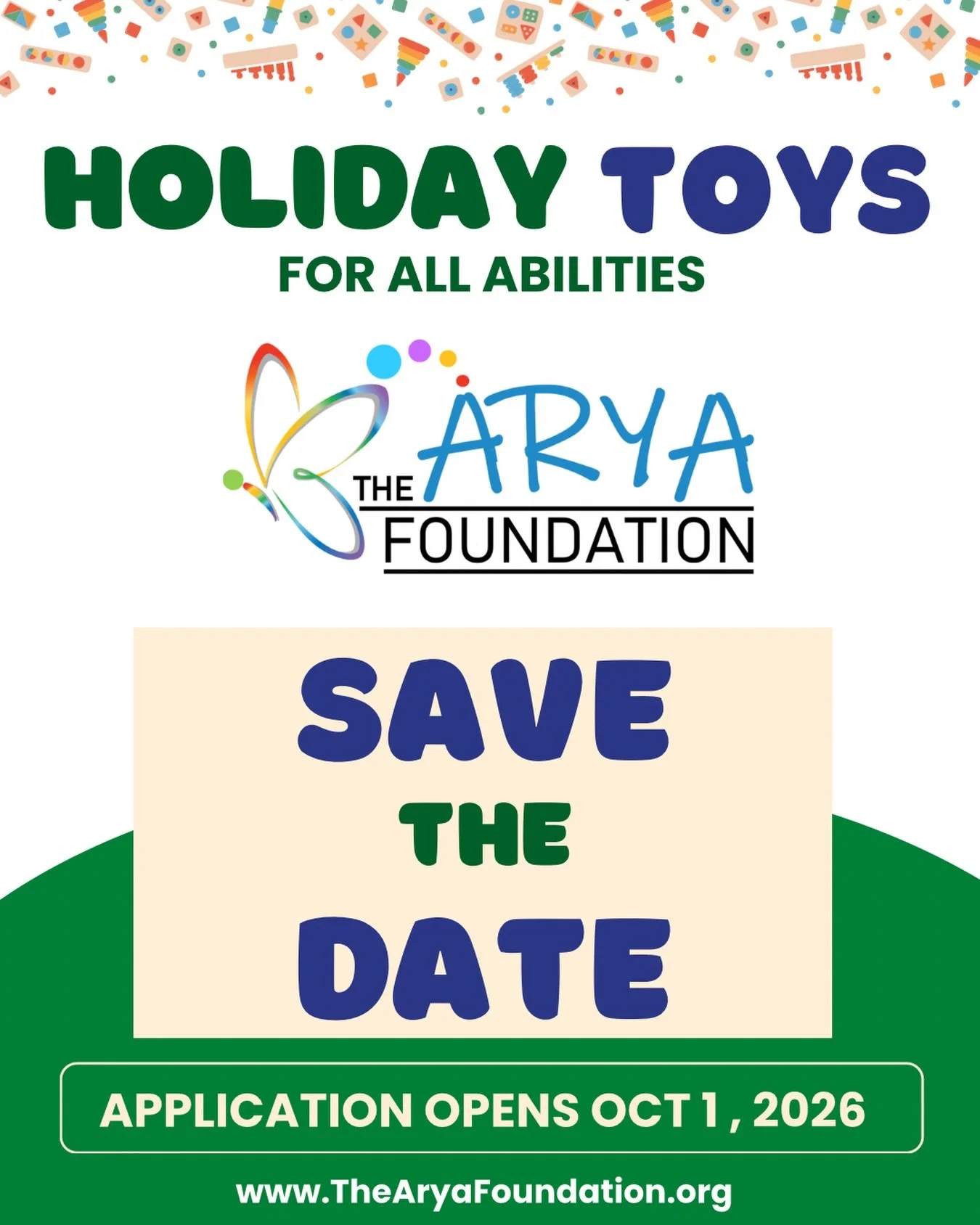 🎁 Because every child deserves to experience the magic and joy of the holidays; regardless of their ability! 🎄✨

Whether your family celebrates Kwanzaa, Hanukkah, Christmas, Diwali, or another seasonal tradition, The Arya Foundation is here to ensu